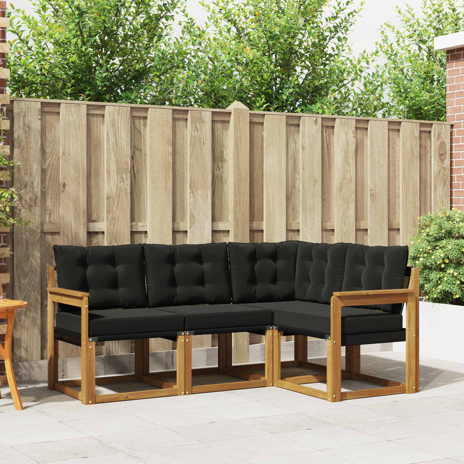 Set vanjskih sofa s jastukom 4 pcs Prirodna i crna