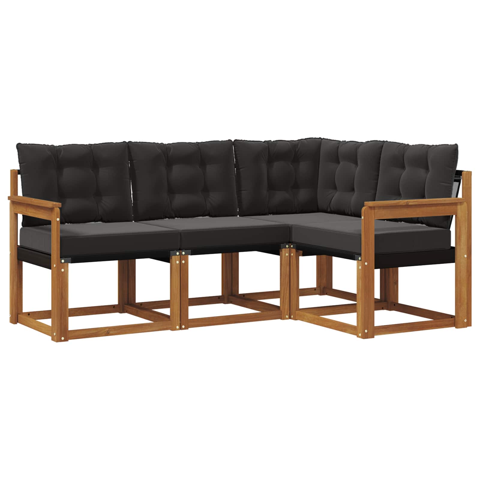 Set vanjskih sofa s jastukom 4 pcs Prirodna i crna