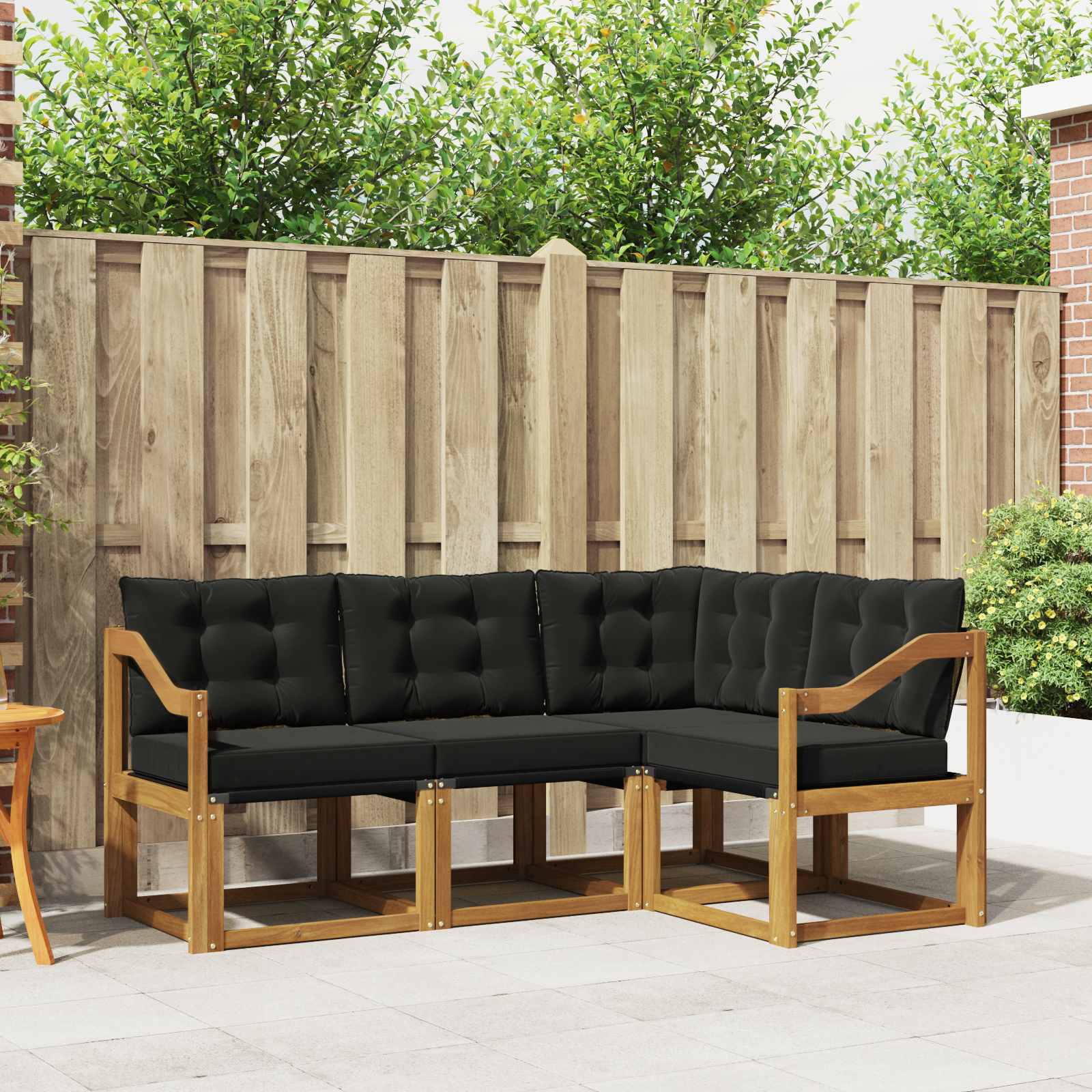 Set vanjskih sofa s jastukom 4 pcs Prirodna i crna