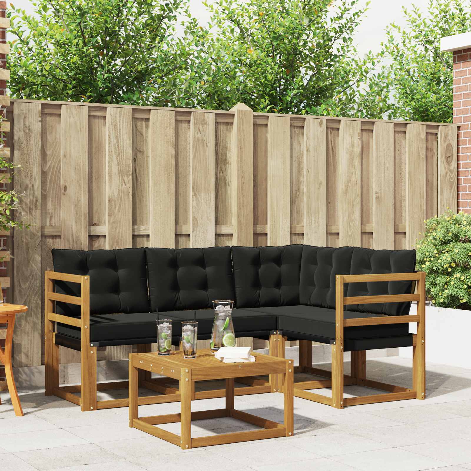 Set vanjskih sofa 5 pcs Prirodna i crna