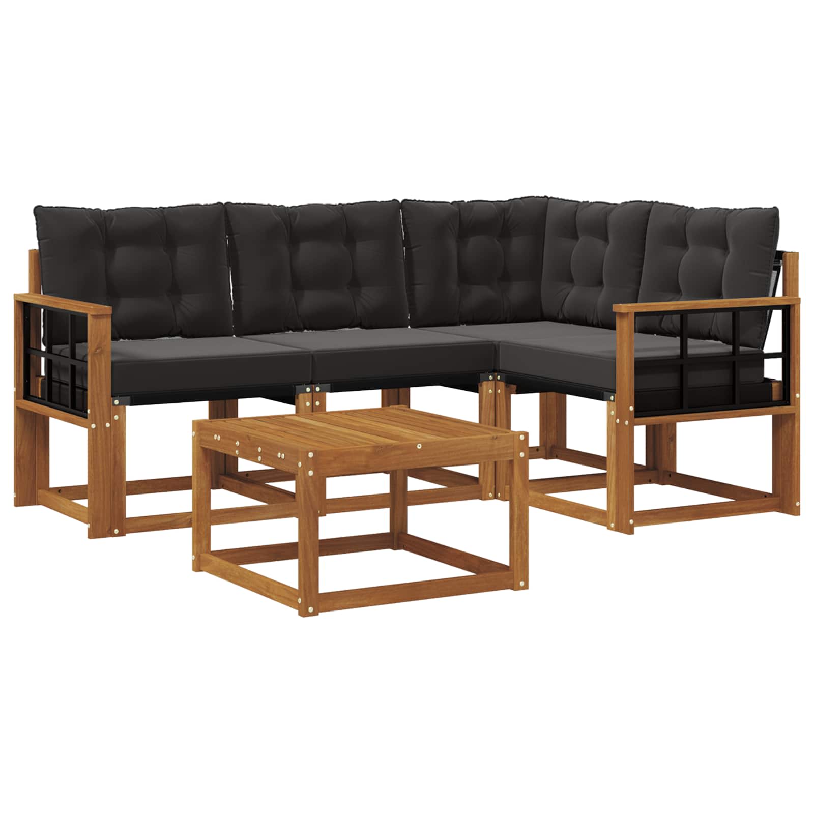 Set vanjskih sofa s jastukom 5 pcs Prirodna i crna