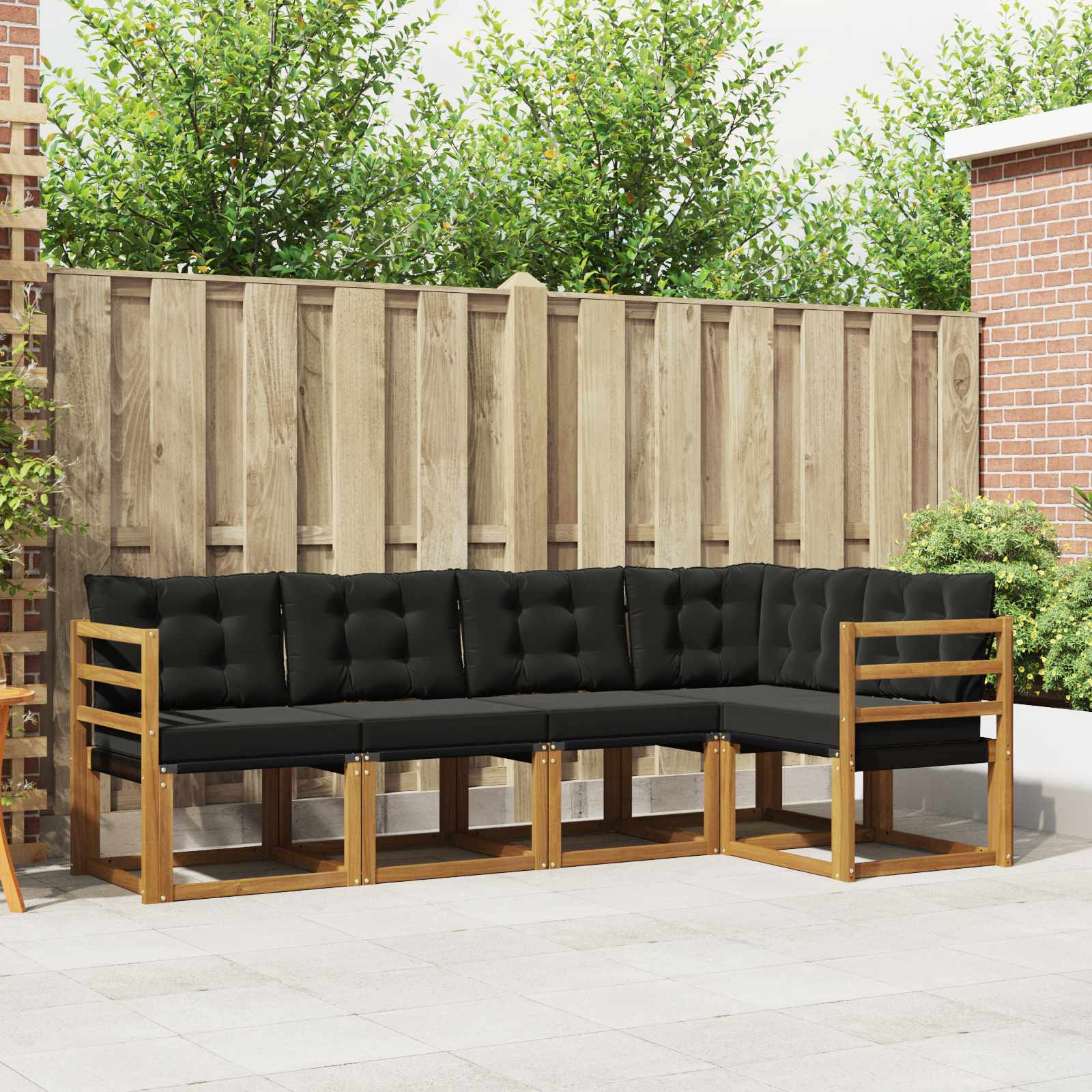 Set vanjskih sofa s jastukom 5 pcs Prirodna i crna