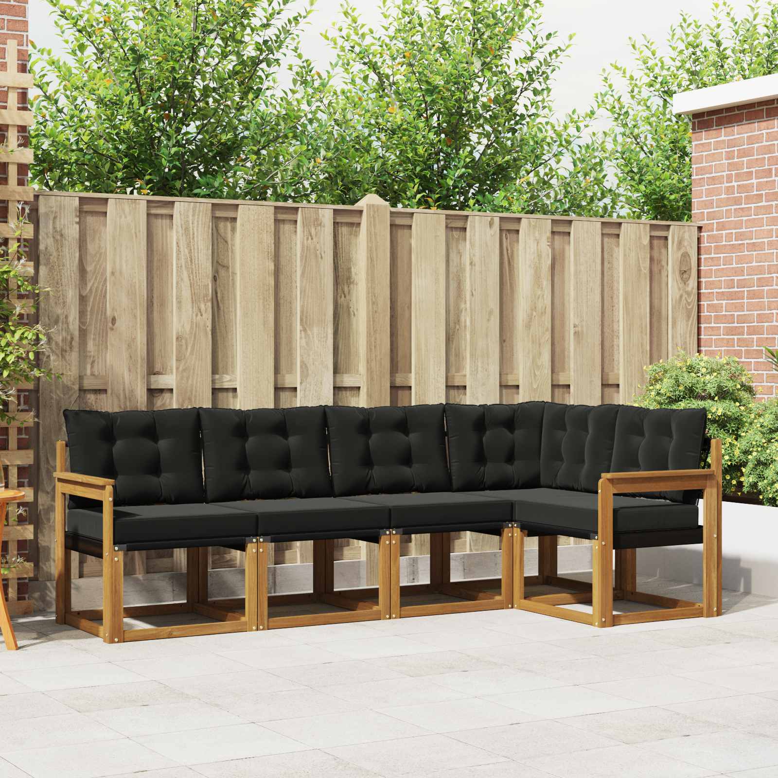 Set vanjskih sofa s jastukom 5 pcs Prirodna i crna