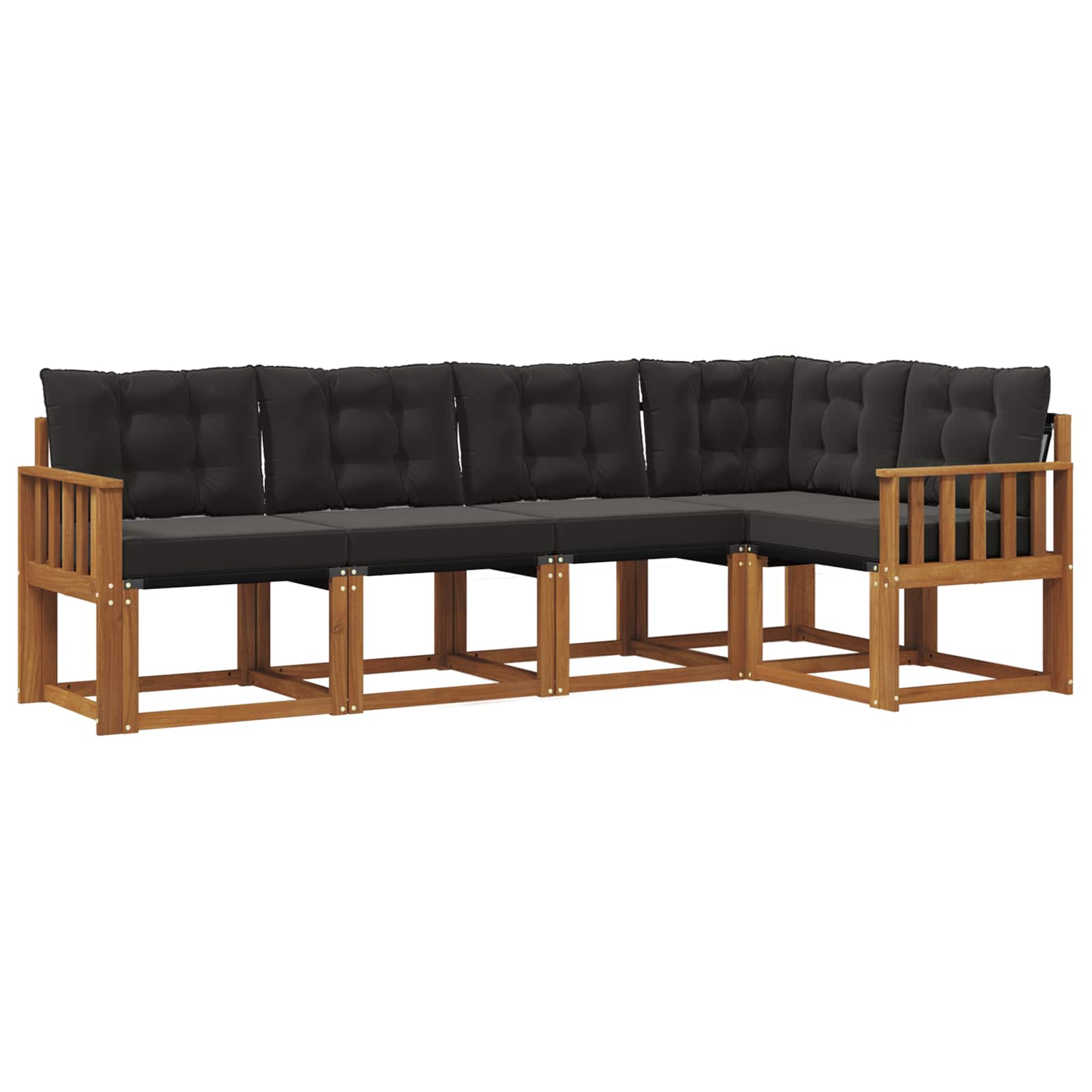 Set vanjskih sofa s jastukom 5 pcs Prirodna i crna