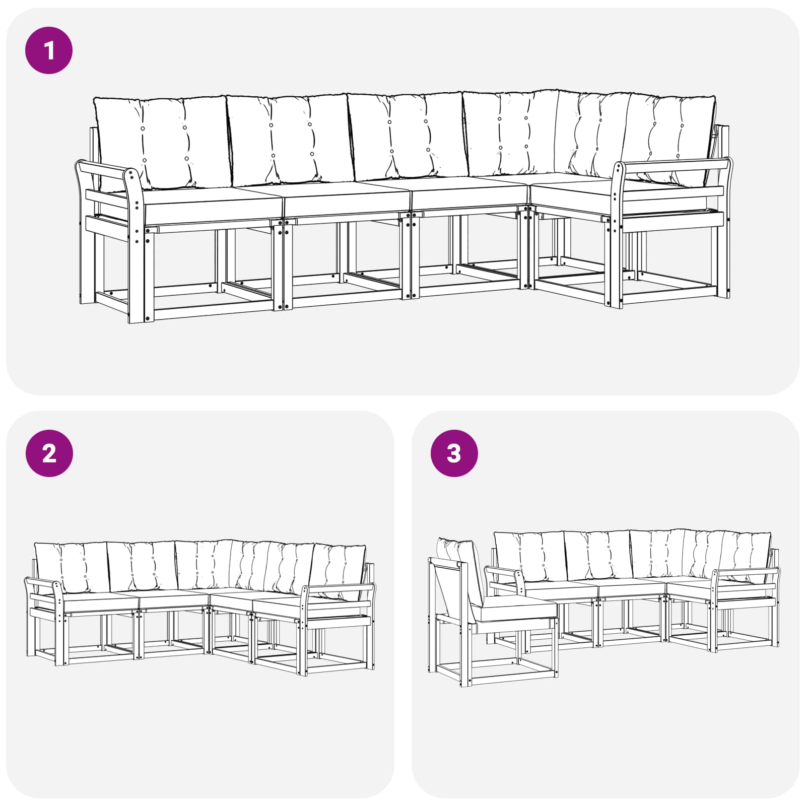 Set vanjskih sofa s jastukom 5 pcs Prirodna i crna
