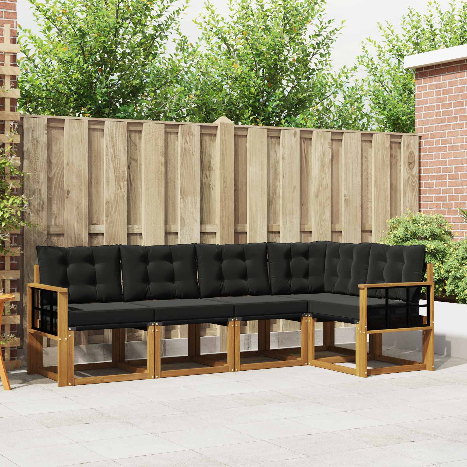 Set vanjskih sofa s jastukom 5 pcs Prirodna i crna