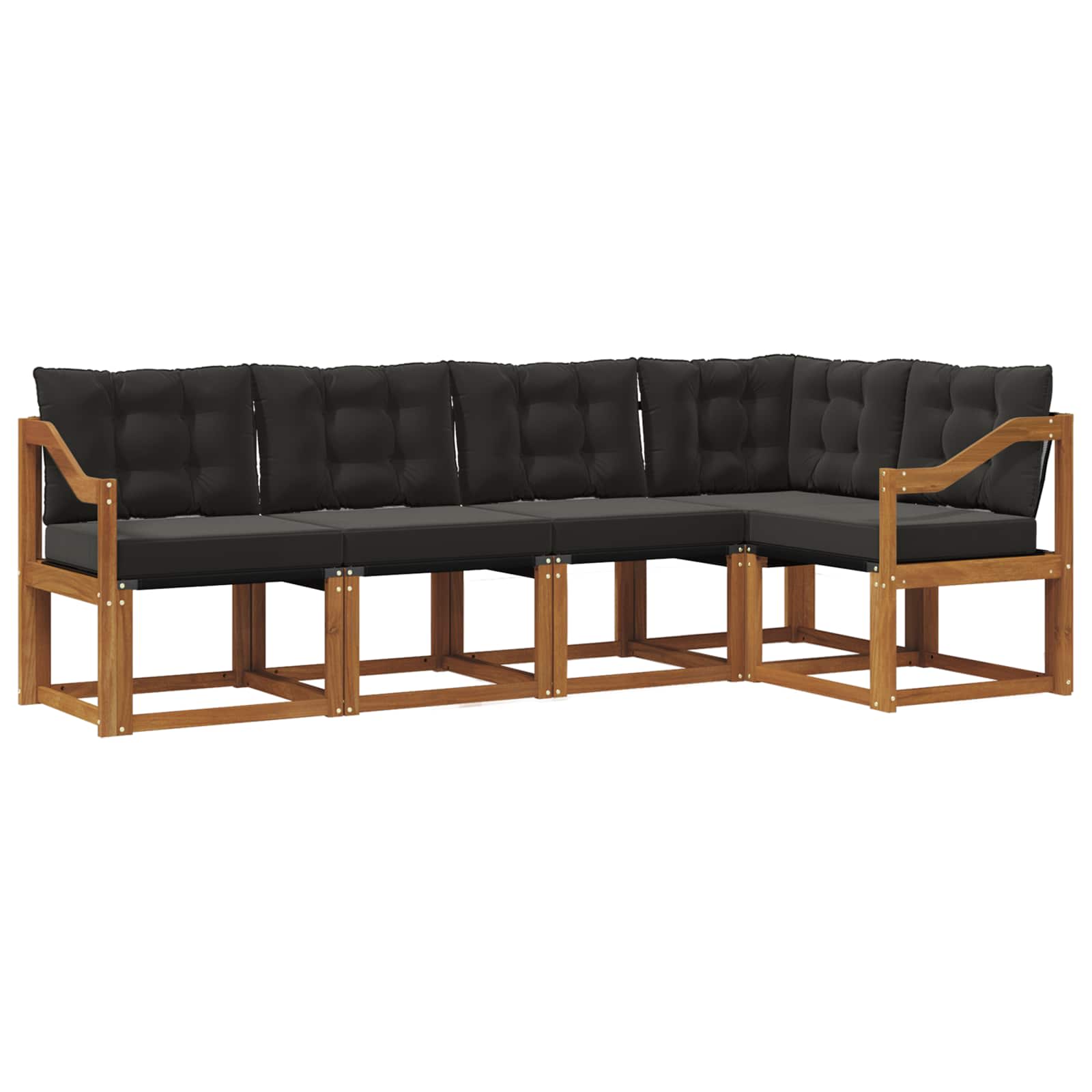 Set vanjskih sofa s jastukom 5 pcs Prirodna i crna
