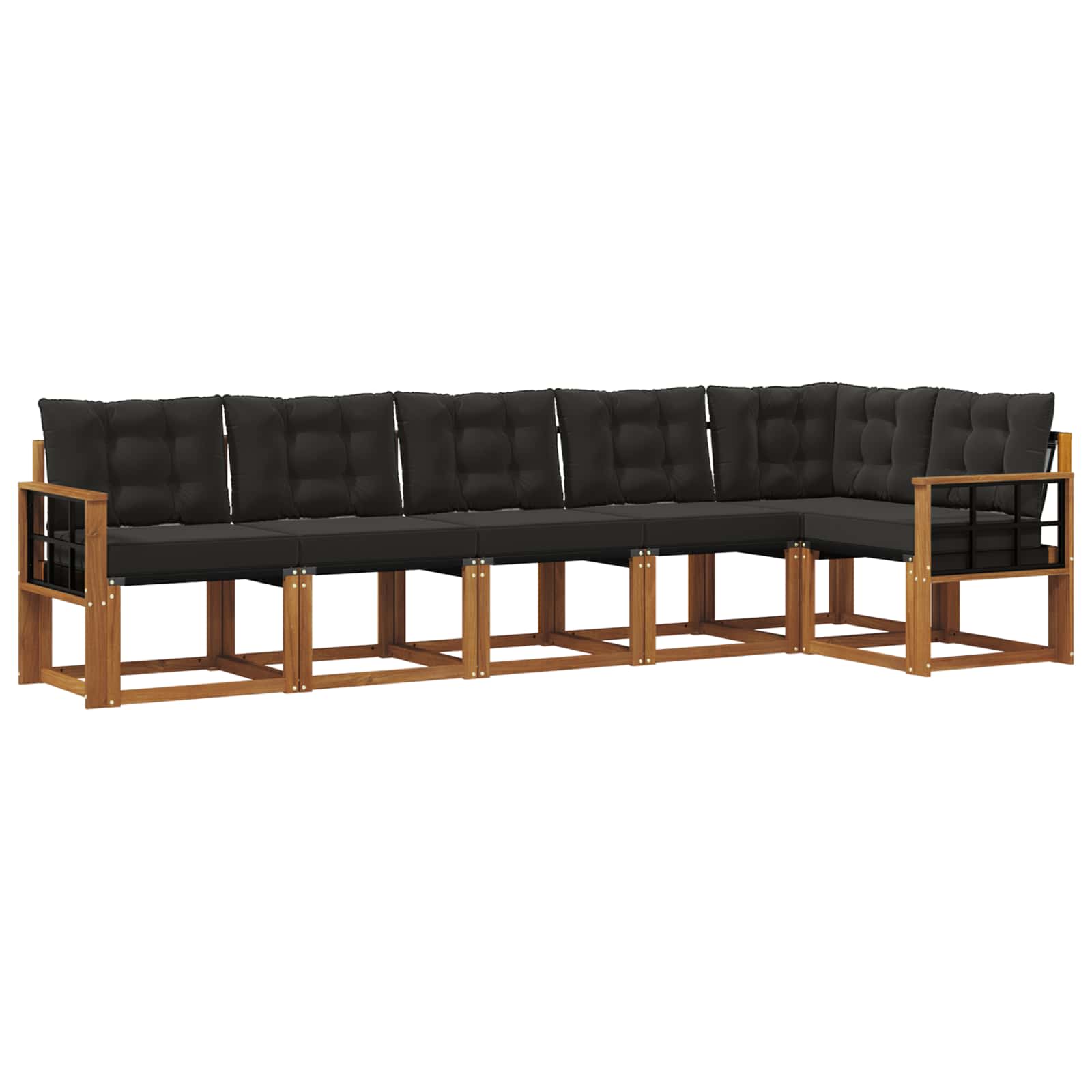 Set vanjskih sofa s jastukom 6 pcs Prirodna i crna