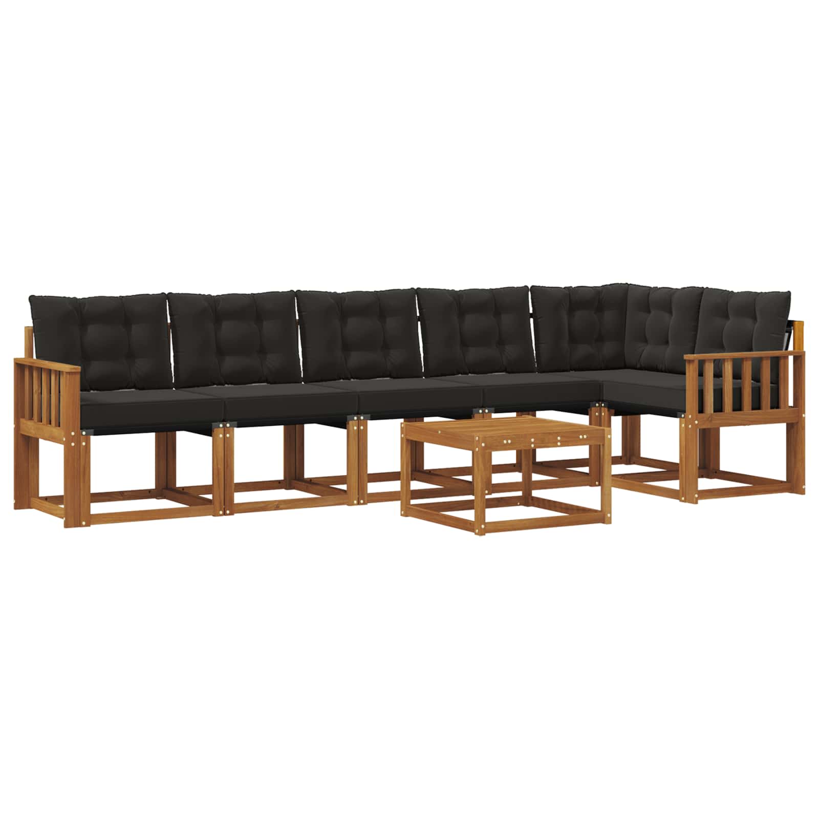 Set vanjskih sofa s jastukom 7 pcs Prirodna i crna