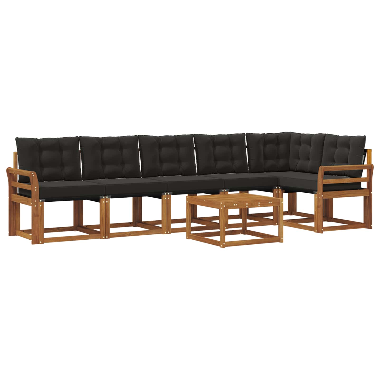 Set vanjskih sofa s jastukom 7 pcs Prirodna i crna