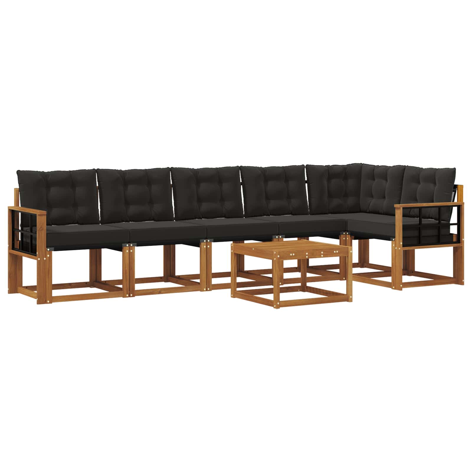 Set vanjskih sofa s jastukom 7 pcs Prirodna i crna