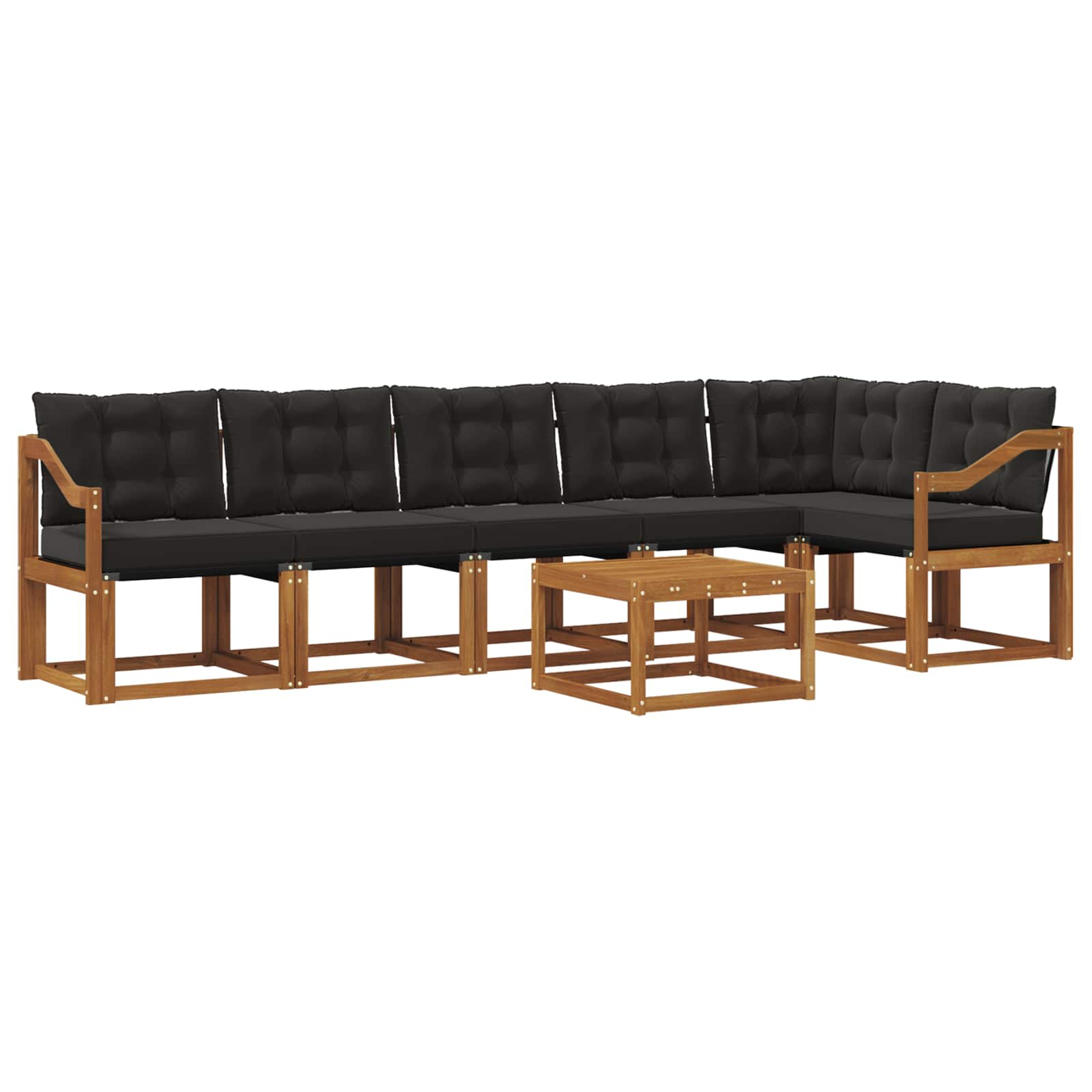 Set vanjskih sofa s jastukom 7 pcs Prirodna i crna