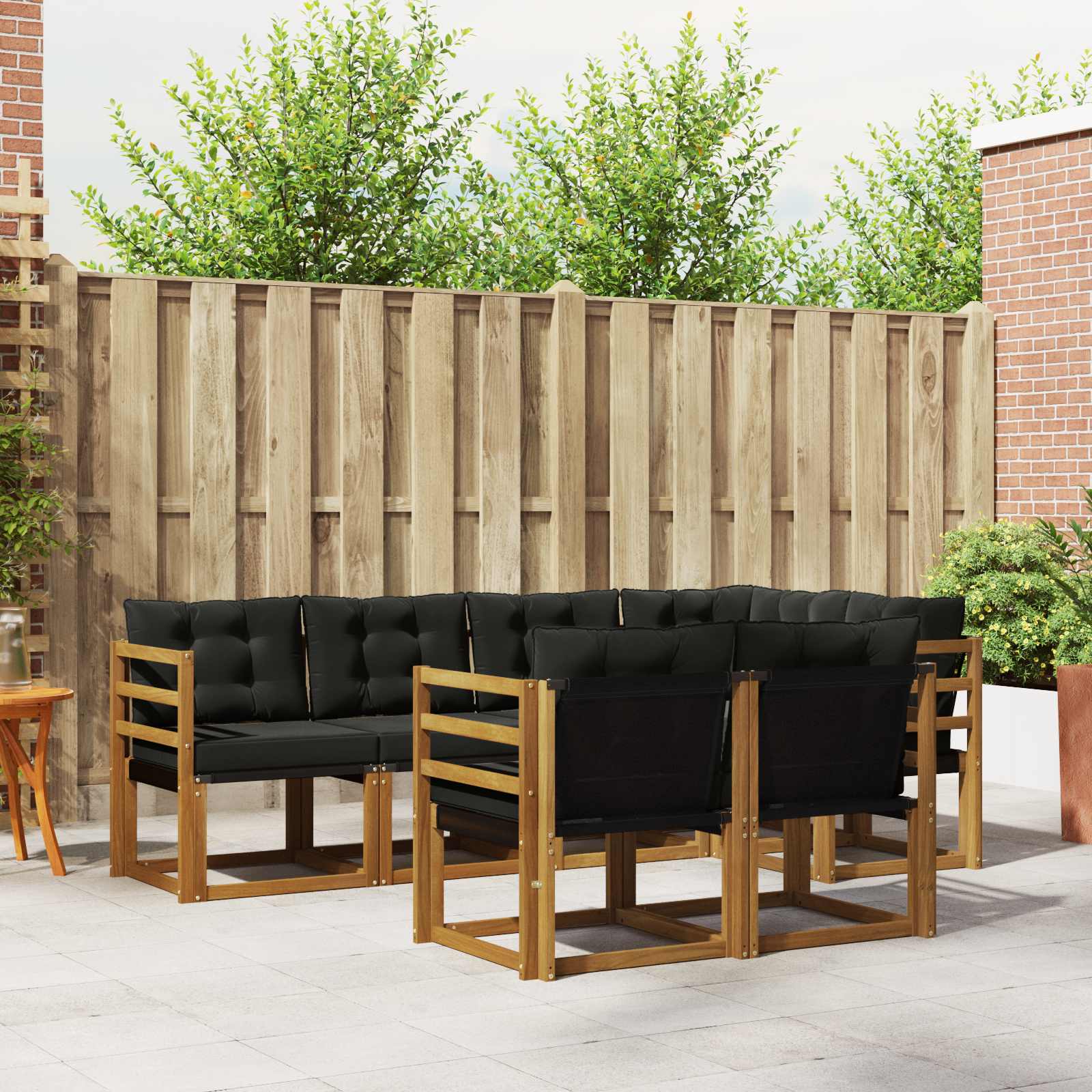 Set vanjskih sofa s jastukom 7 pcs Prirodna i crna