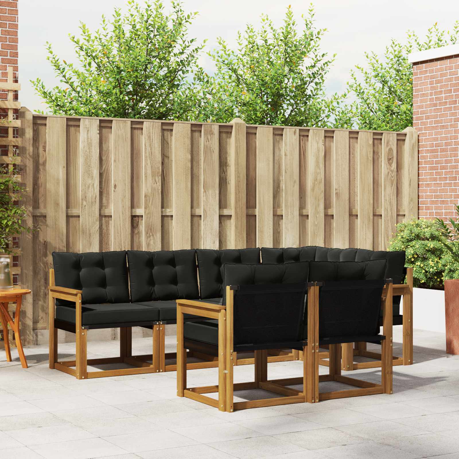 Set vanjskih sofa s jastukom 7 pcs Prirodna i crna