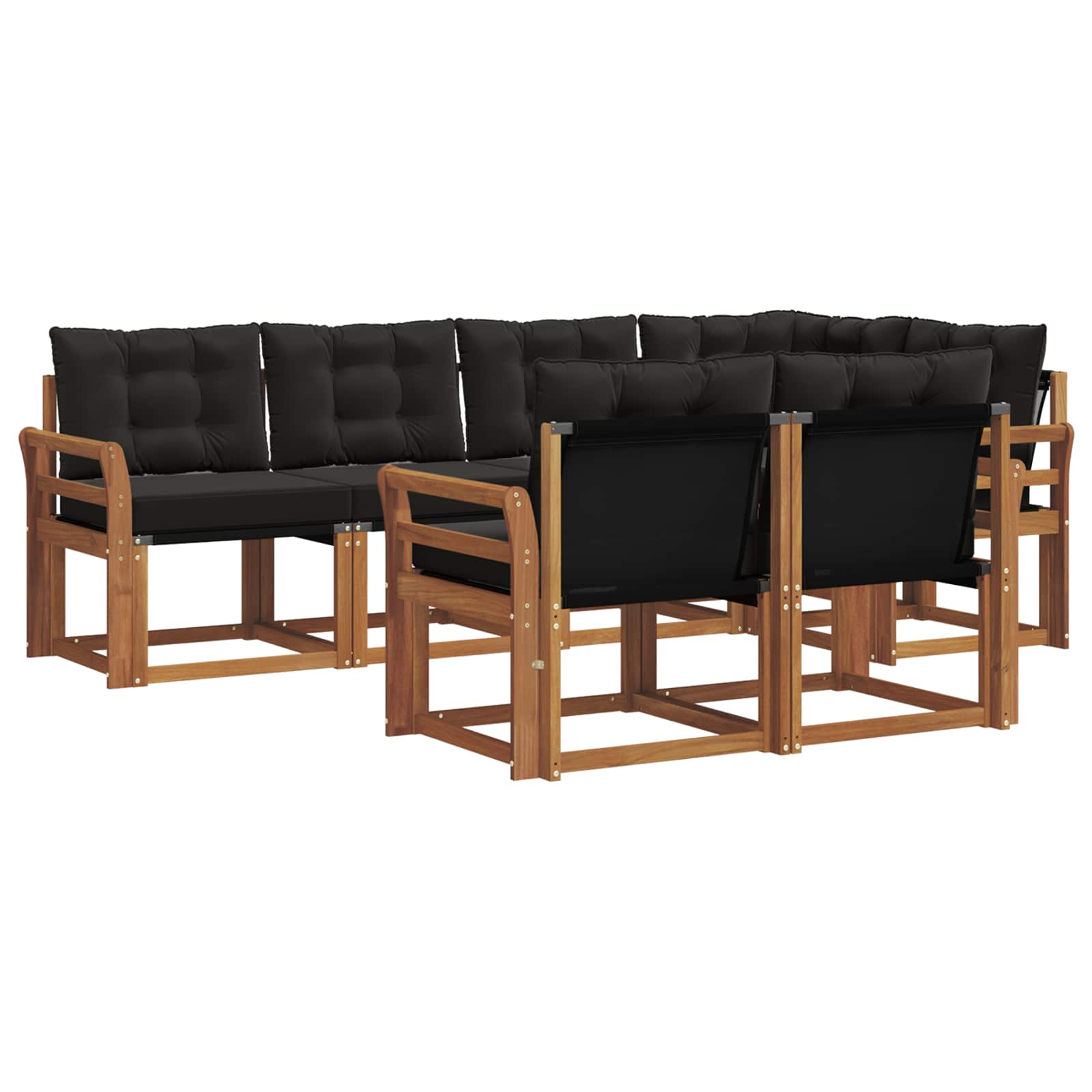 Set vanjskih sofa s jastukom 7 pcs Prirodna i crna