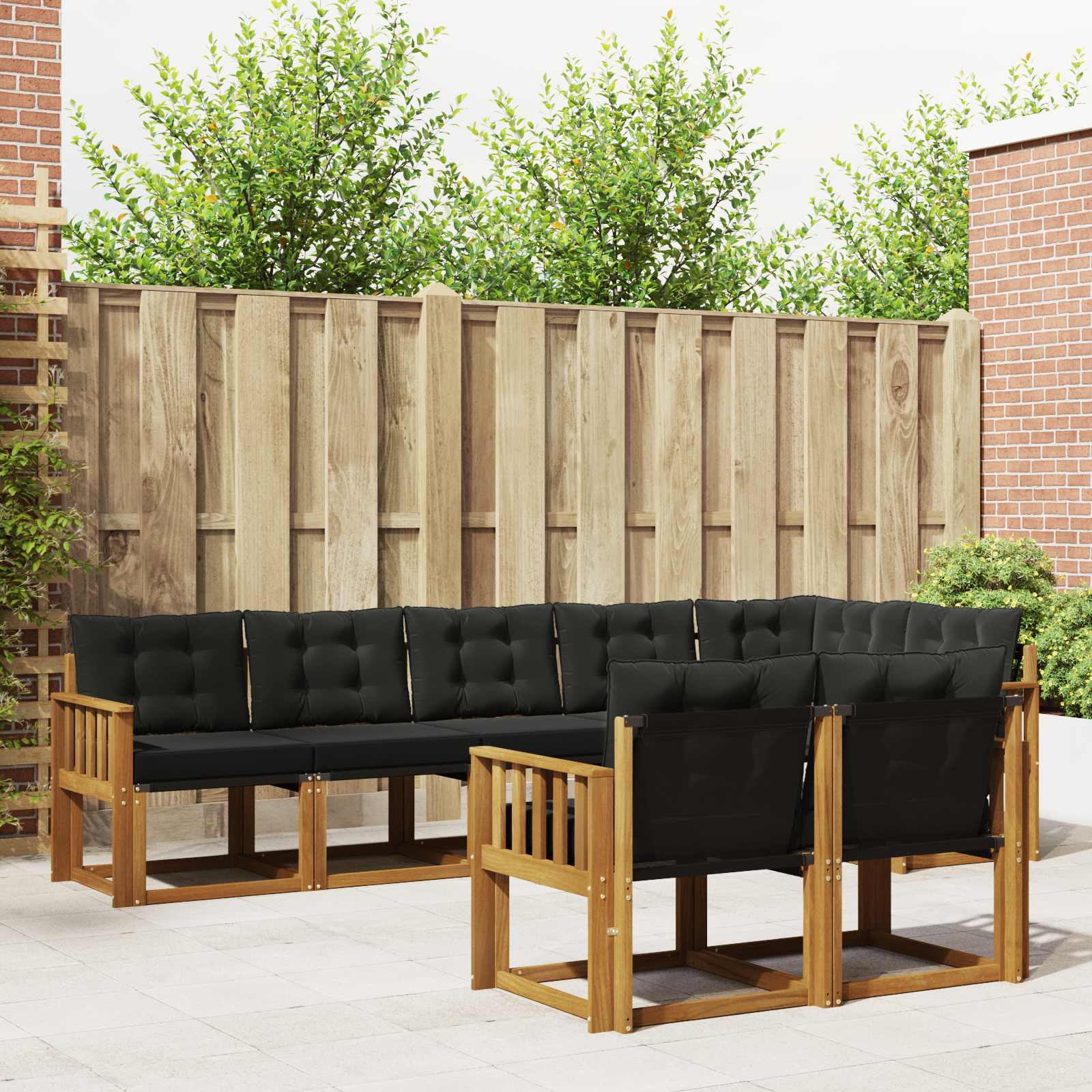 Set vanjskih sofa s jastukom 8 pcs Prirodna i crna