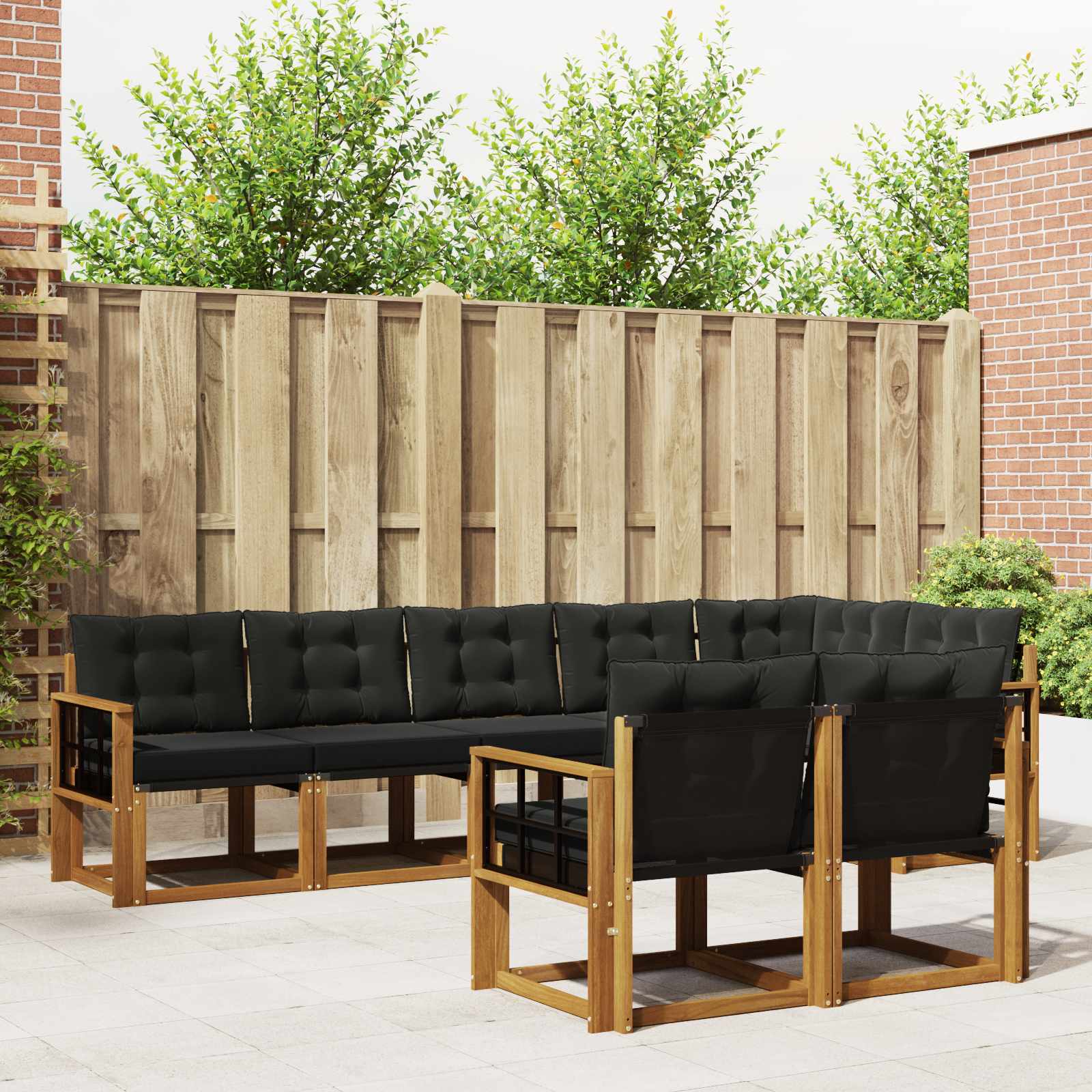 Set vanjskih sofa s jastukom 8 pcs Prirodna i crna