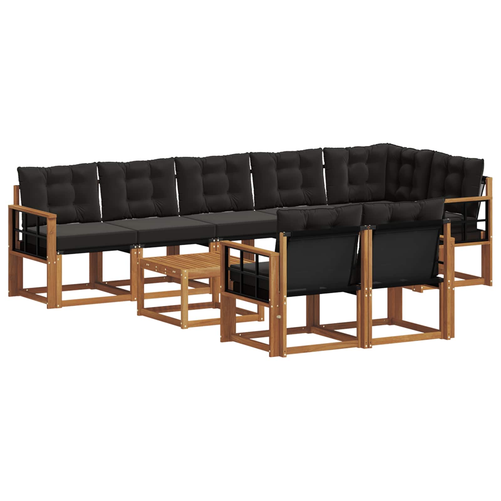 Set vanjskih sofa s jastukom 9 pcs Prirodna i crna