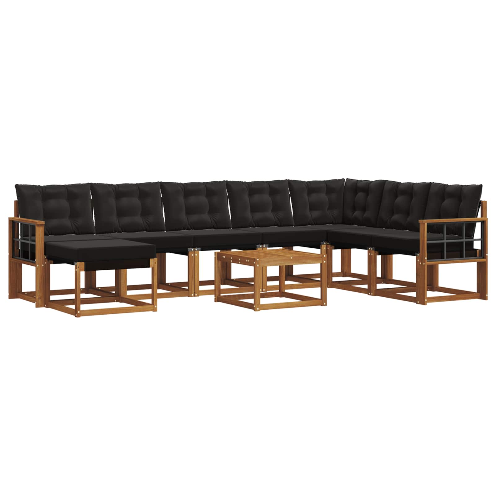 Set vanjskih sofa s jastukom 9 pcs Prirodna i crna
