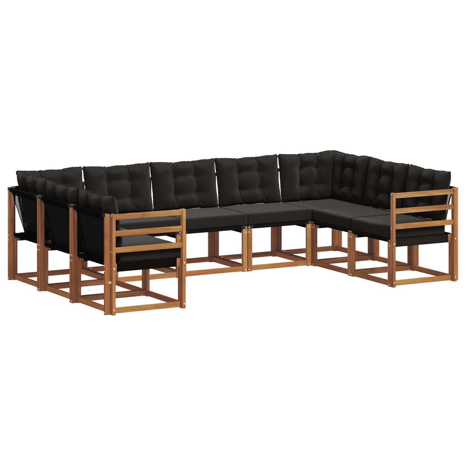 Set vanjskih sofa s jastukom 9 pcs Prirodna i crna