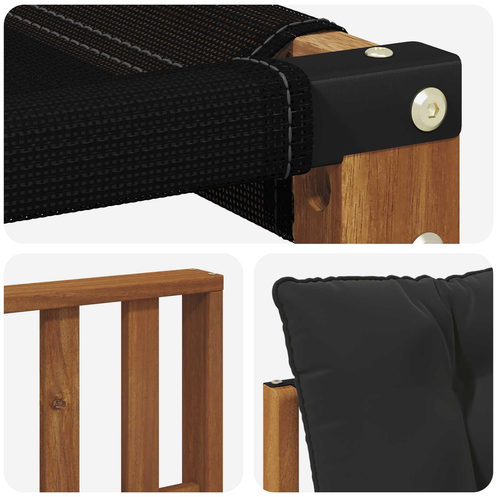 Set vanjskih sofa 9 pcs Prirodna i crna Čvrsto drvo akacije