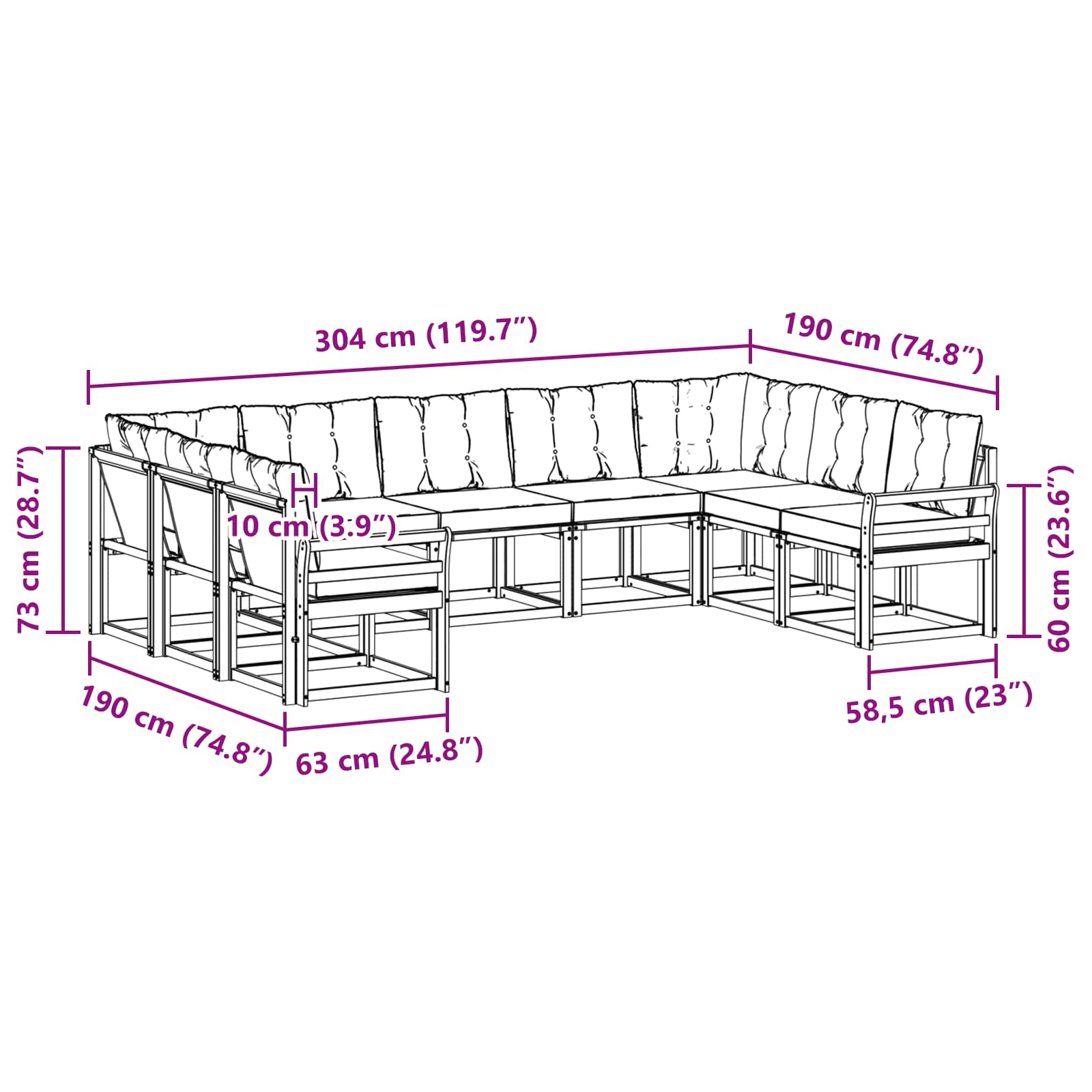 Set vanjskih sofa 9 pcs Prirodna i crna Čvrsto drvo akacije