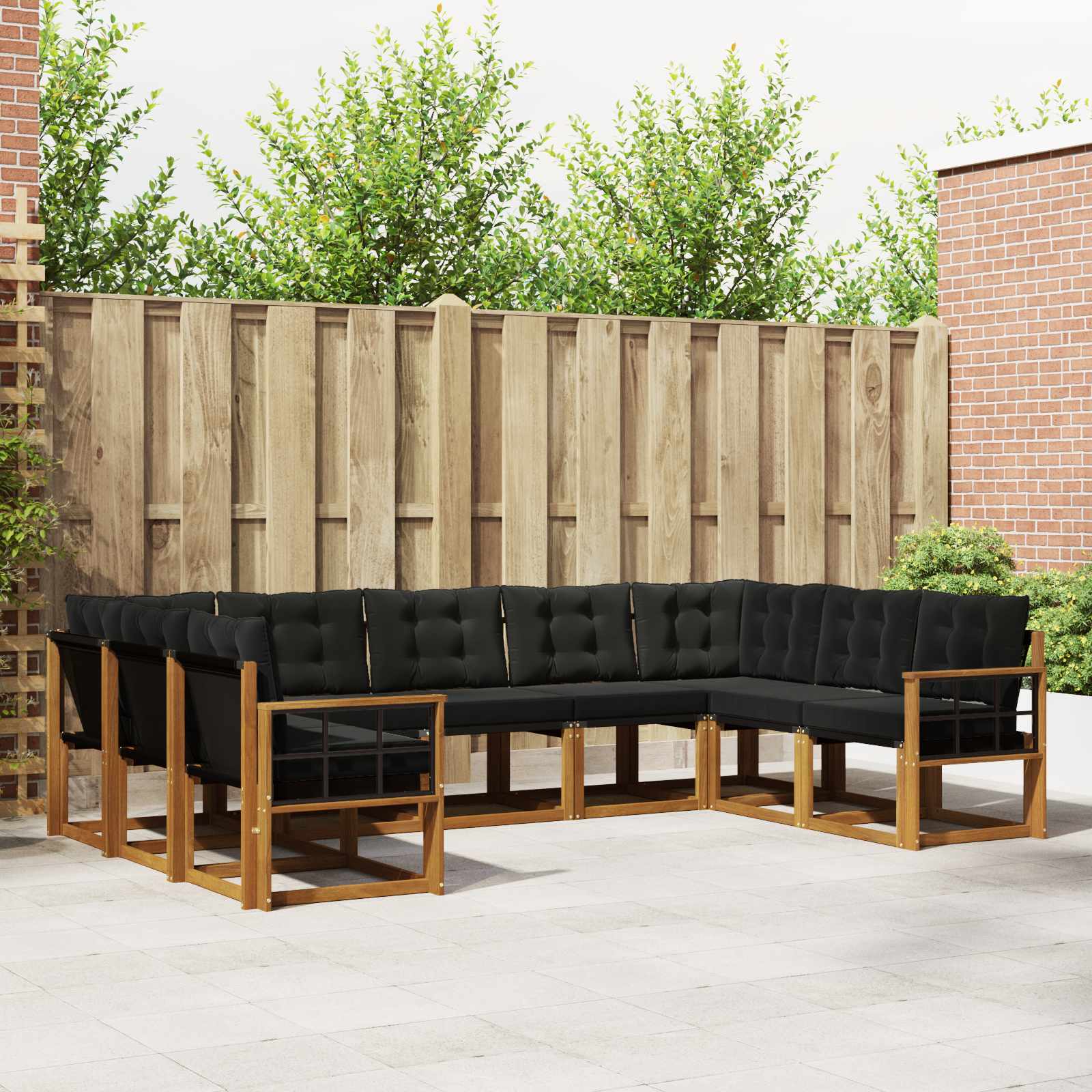 Set vanjskih sofa s jastukom 9 pcs Prirodna i crna