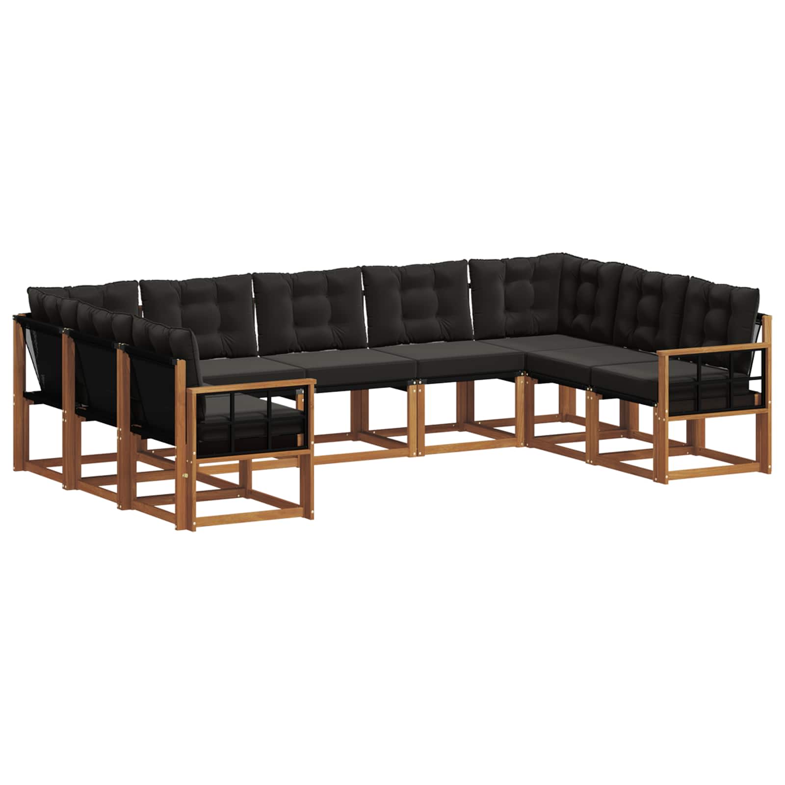 Set vanjskih sofa s jastukom 9 pcs Prirodna i crna