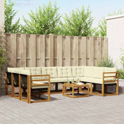 Set vanjskih sofa 10 pcs Prirodna i krem Čvrsto drvo akacije