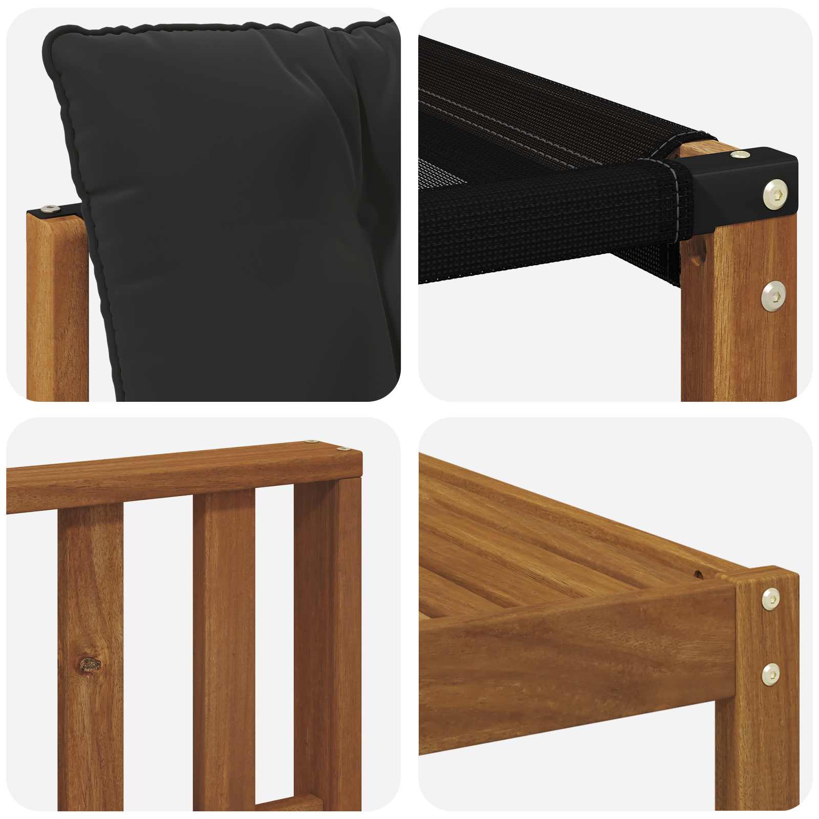 Set vanjskih sofa 10 pcs Prirodna i crna Čvrsto drvo akacije