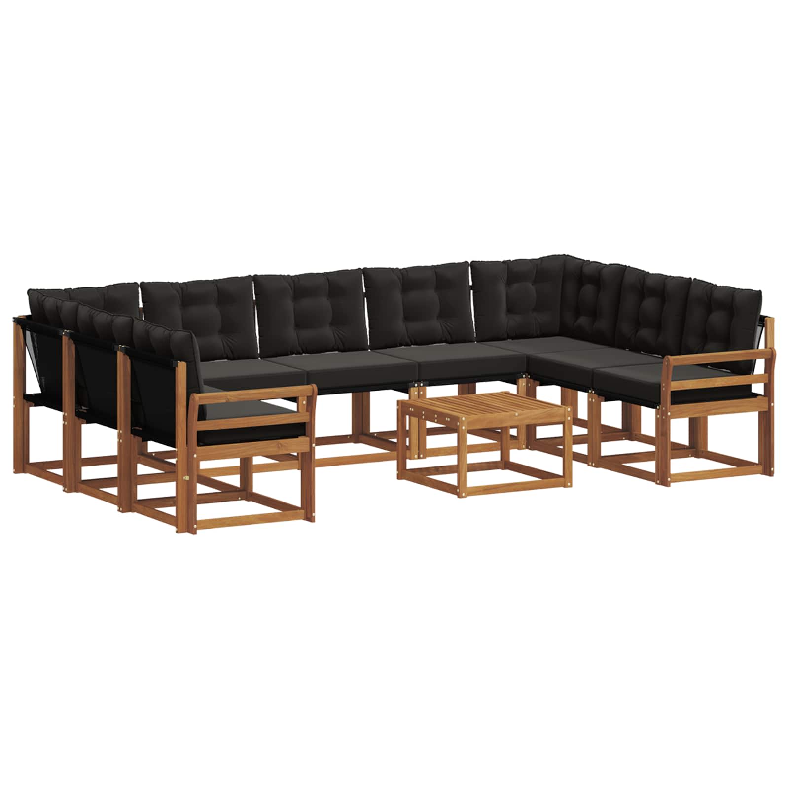 Set vanjskih sofa s jastukom 10 pcs Prirodna i crna
