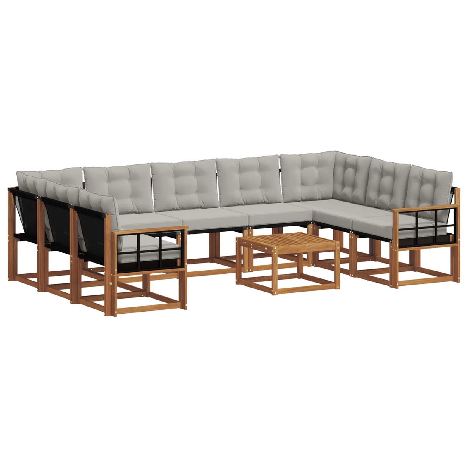 Set vanjskih sofa s jastukom 10 pcs Prirodna i svijetlo siva