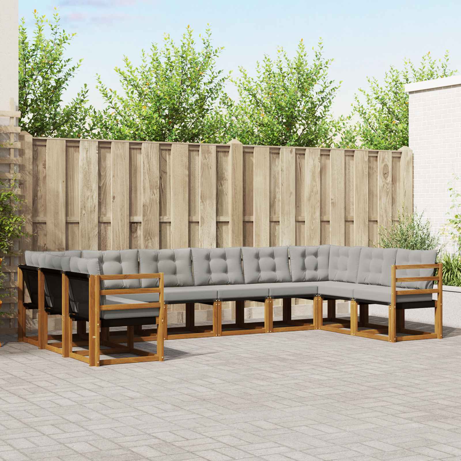 Set vanjskih sofa s jastukom 10 pcs Prirodna i svijetlo siva