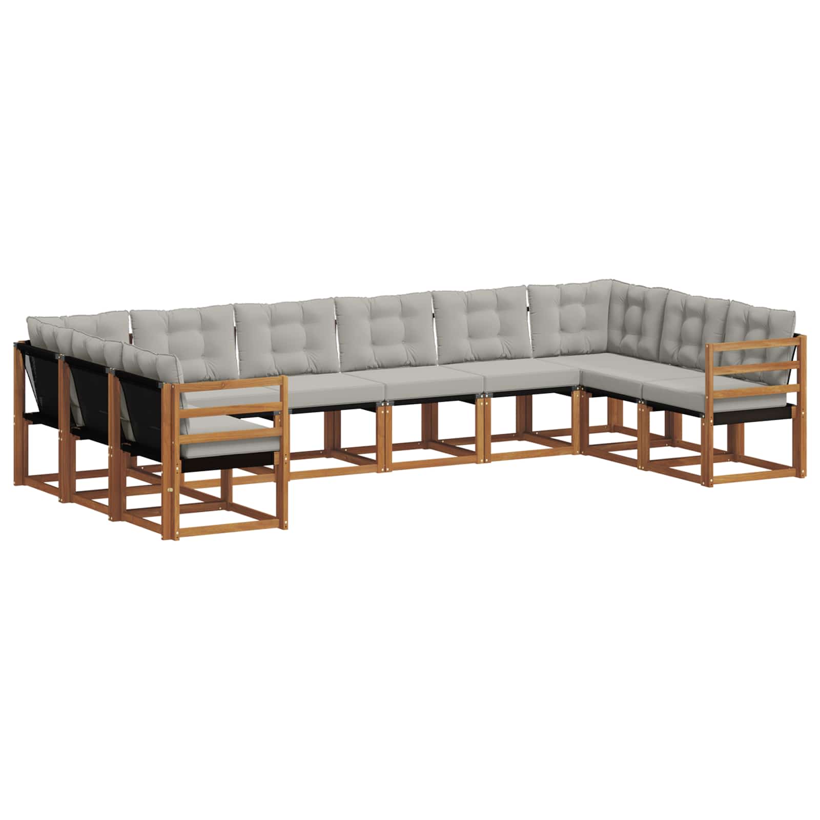 Set vanjskih sofa s jastukom 10 pcs Prirodna i svijetlo siva