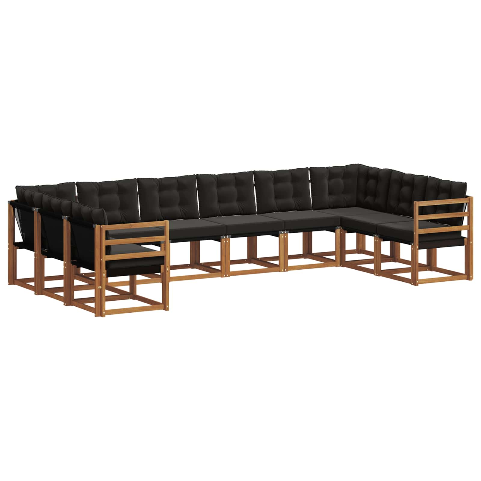 Set vanjskih sofa s jastukom 10 pcs Prirodna i crna