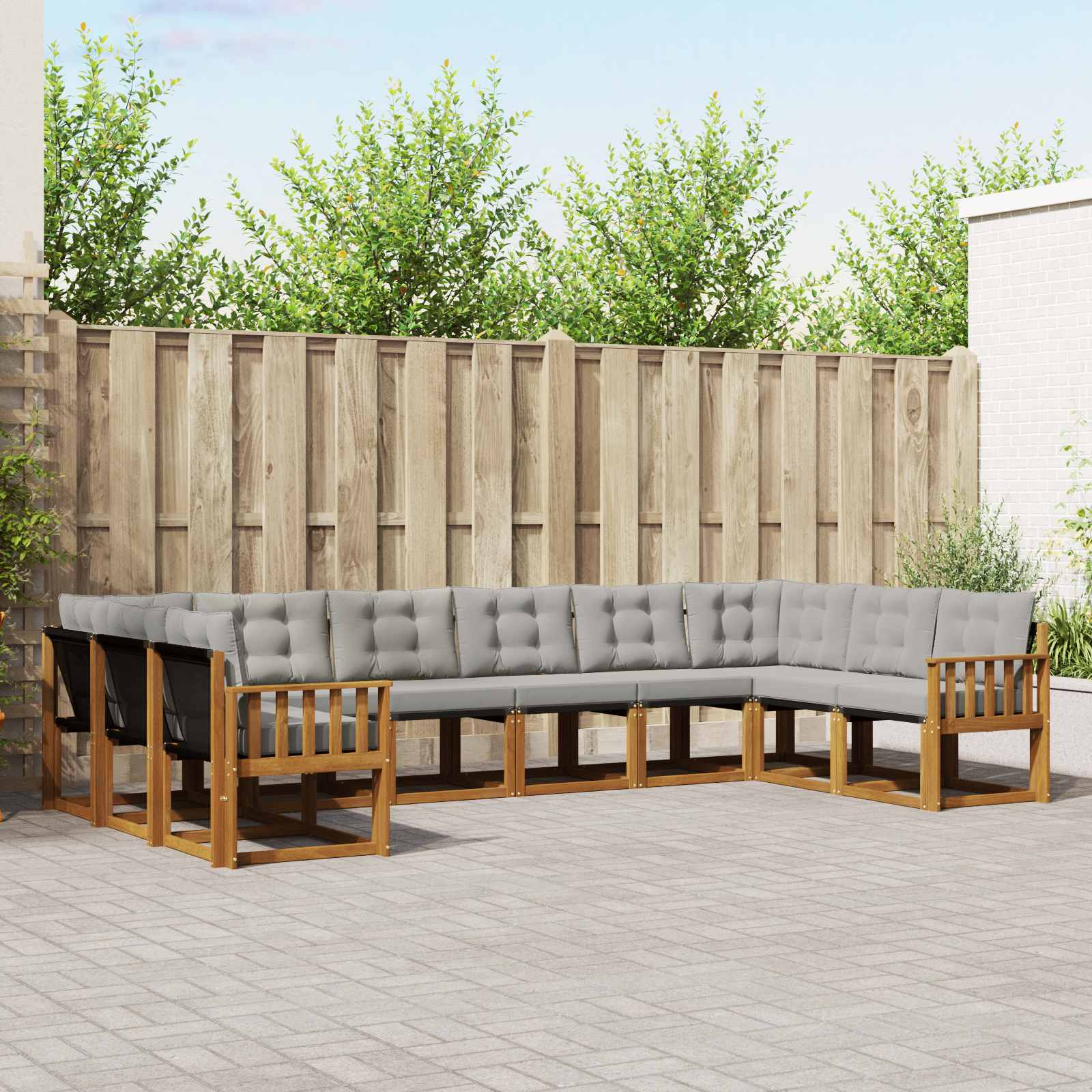 Set vanjskih sofa s jastukom 10 pcs Prirodna i svijetlo siva