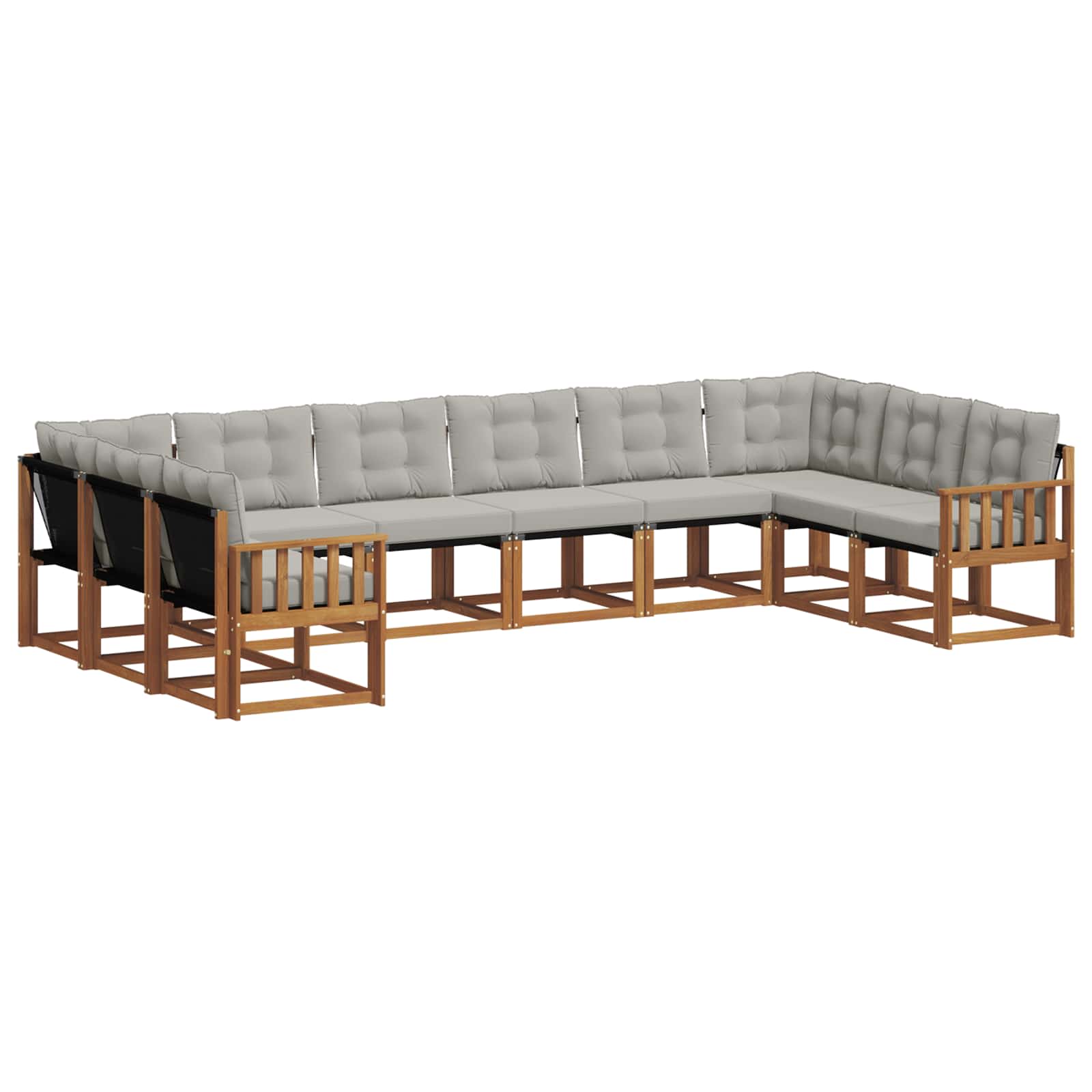 Set vanjskih sofa s jastukom 10 pcs Prirodna i svijetlo siva