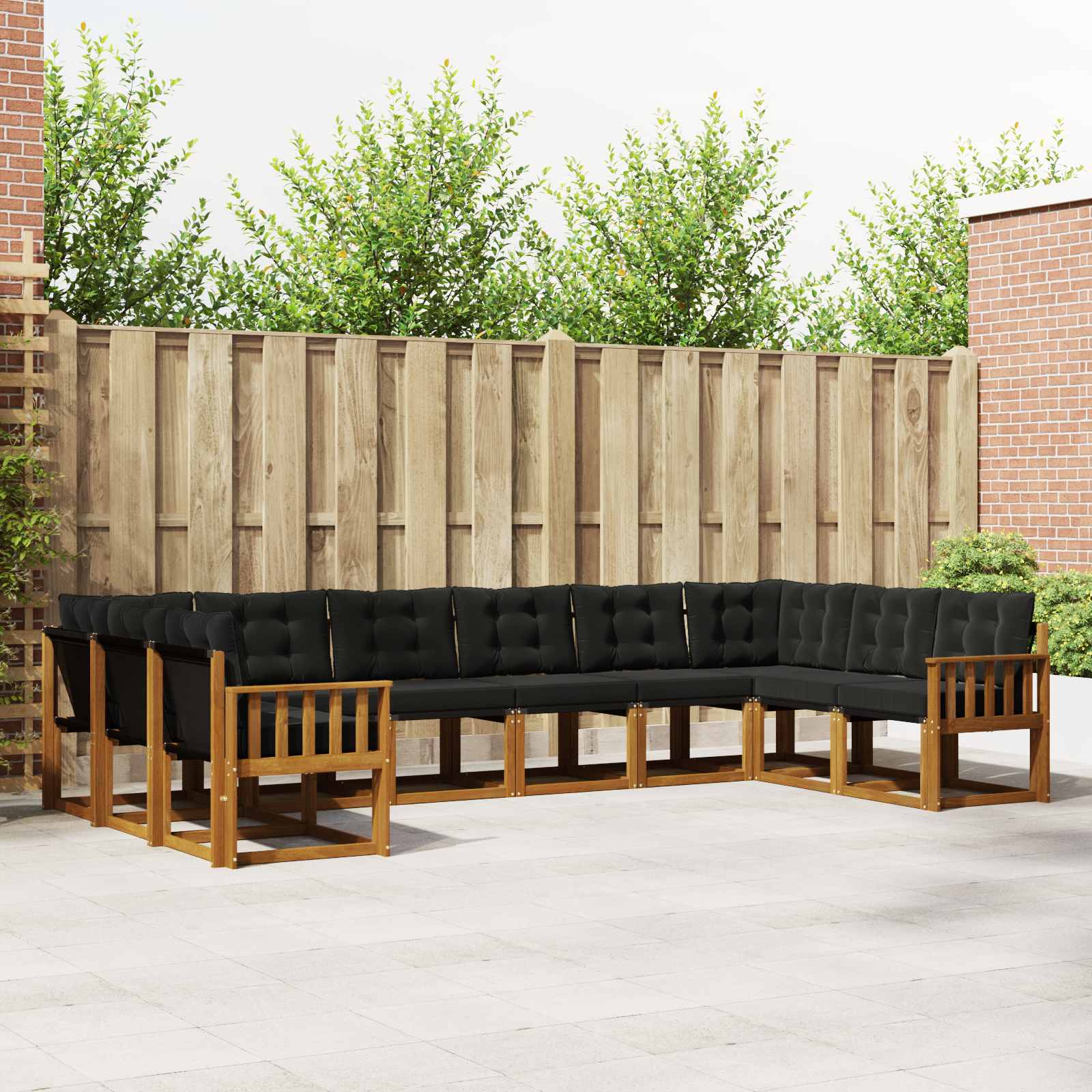 Set vanjskih sofa s jastukom 10 pcs Prirodna i crna