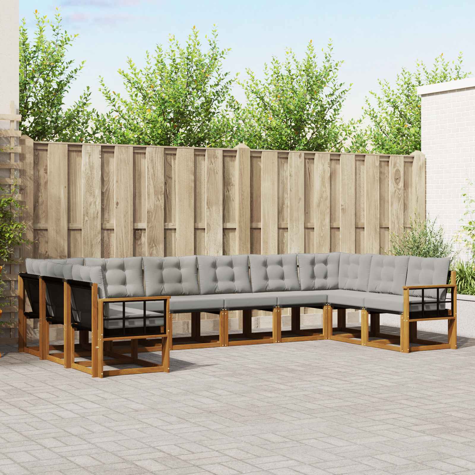 Set vanjskih sofa s jastukom 10 pcs Prirodna i svijetlo siva