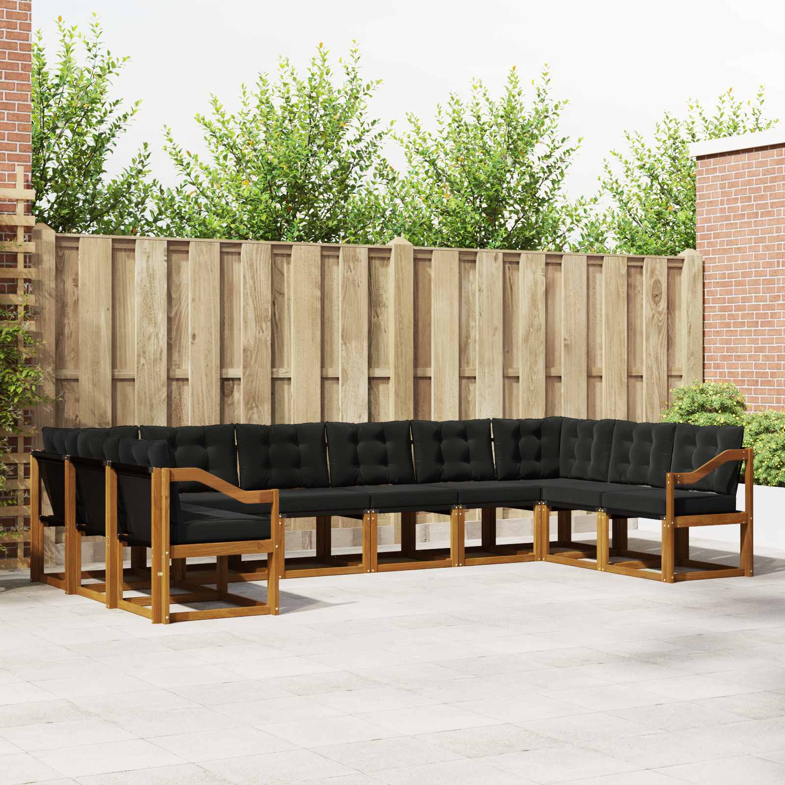 Set vanjskih sofa s jastukom 10 pcs Prirodna i crna