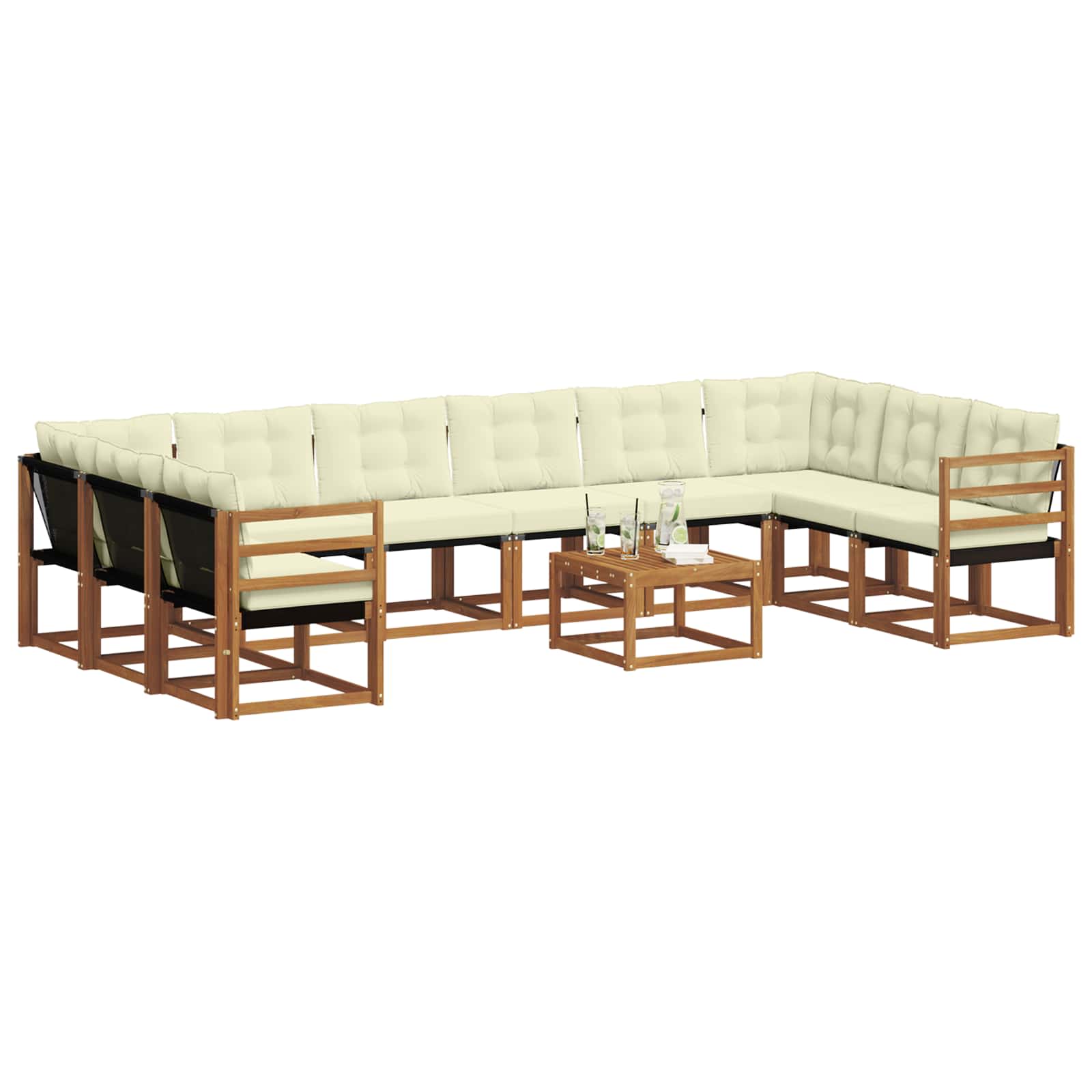 Set vanjskih sofa s jastukom 11 pcs Prirodna i krem