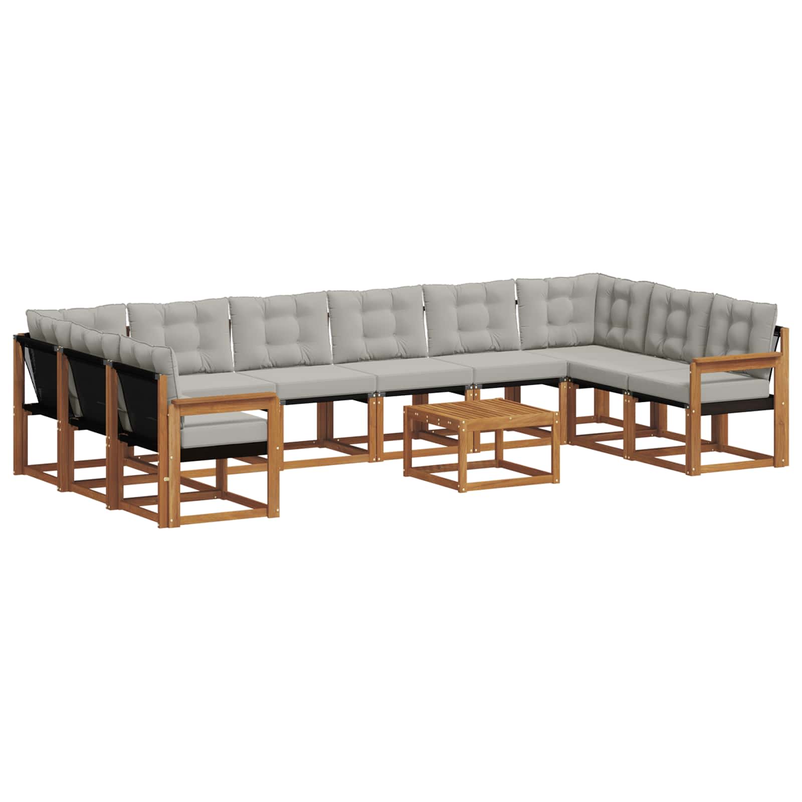 Set vanjskih sofa s jastukom 11 pcs Prirodna i svijetlo siva