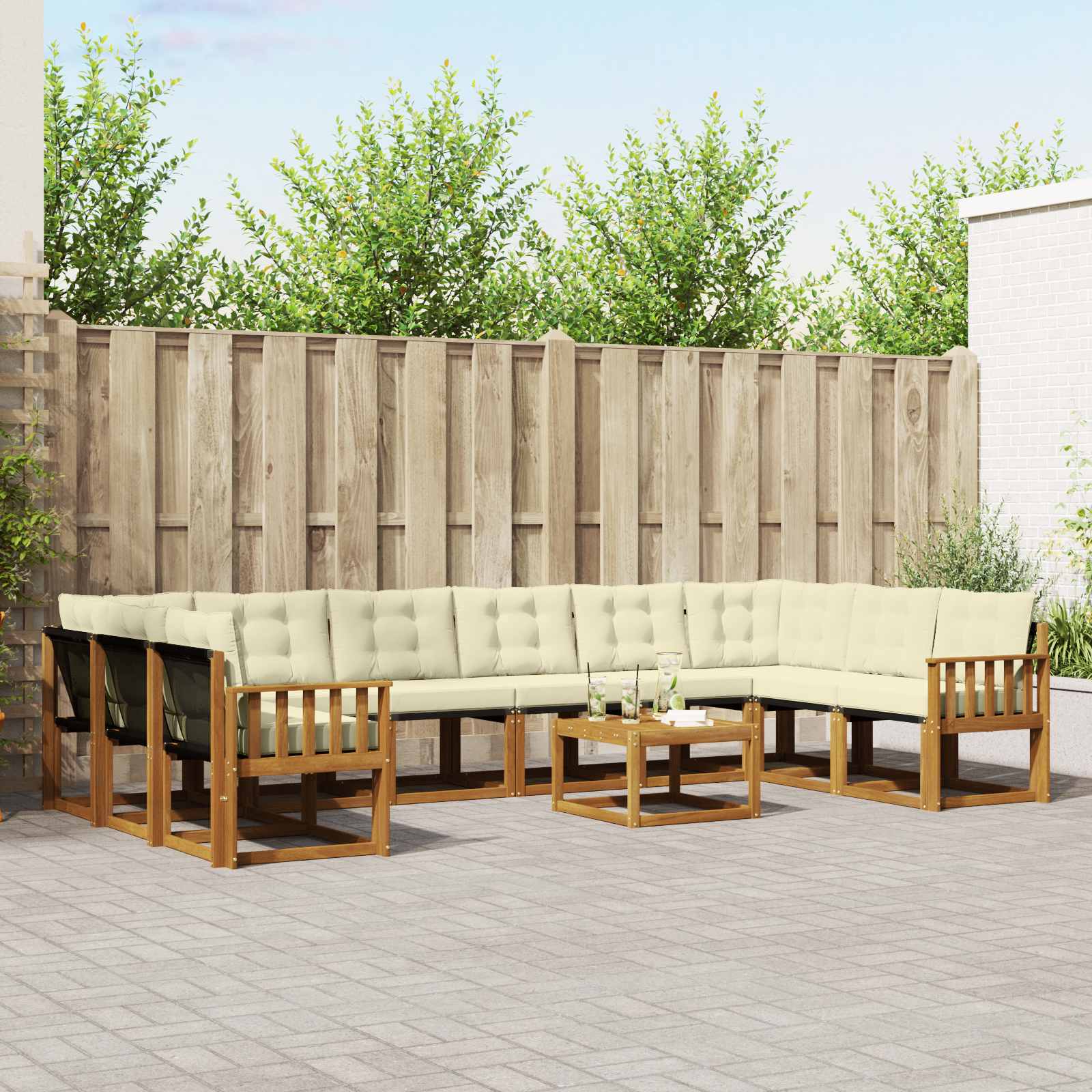 Set vanjskih sofa s jastukom 11 pcs Prirodna i krem
