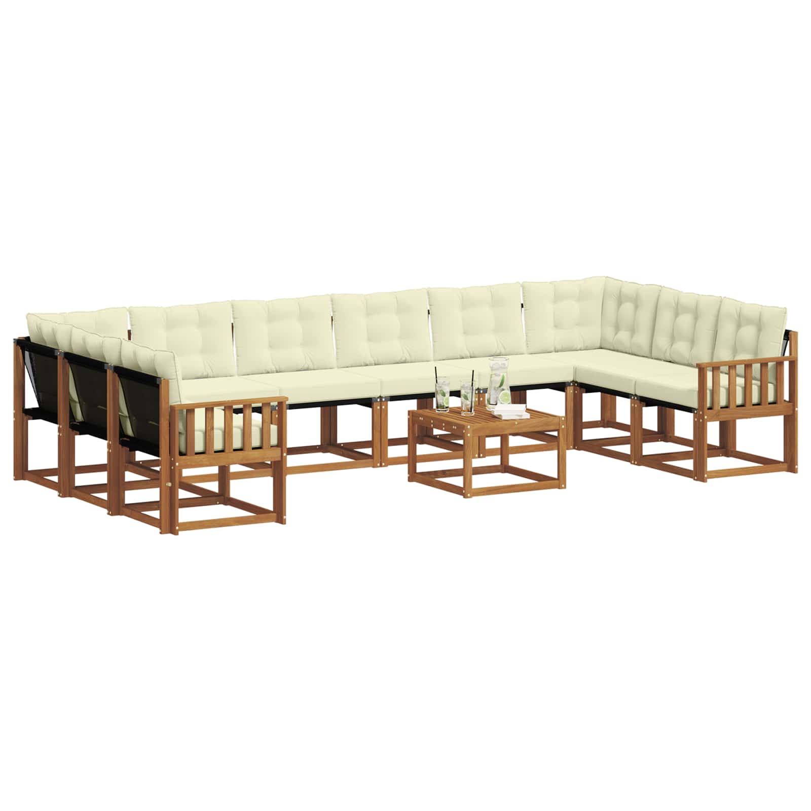 Set vanjskih sofa s jastukom 11 pcs Prirodna i krem