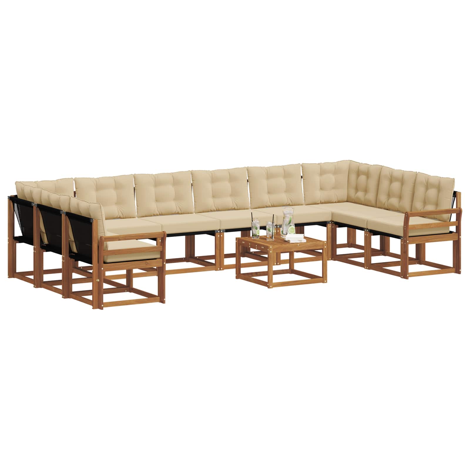 Set vanjskih sofa s jastukom 11 pcs Prirodna i bež