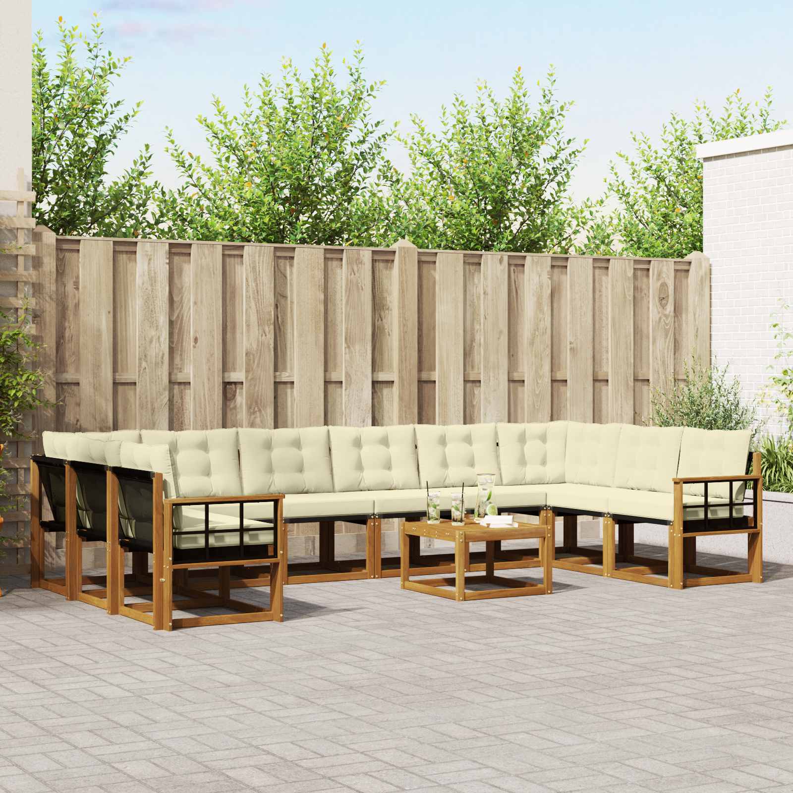 Set vanjskih sofa s jastukom 11 pcs Prirodna i krem