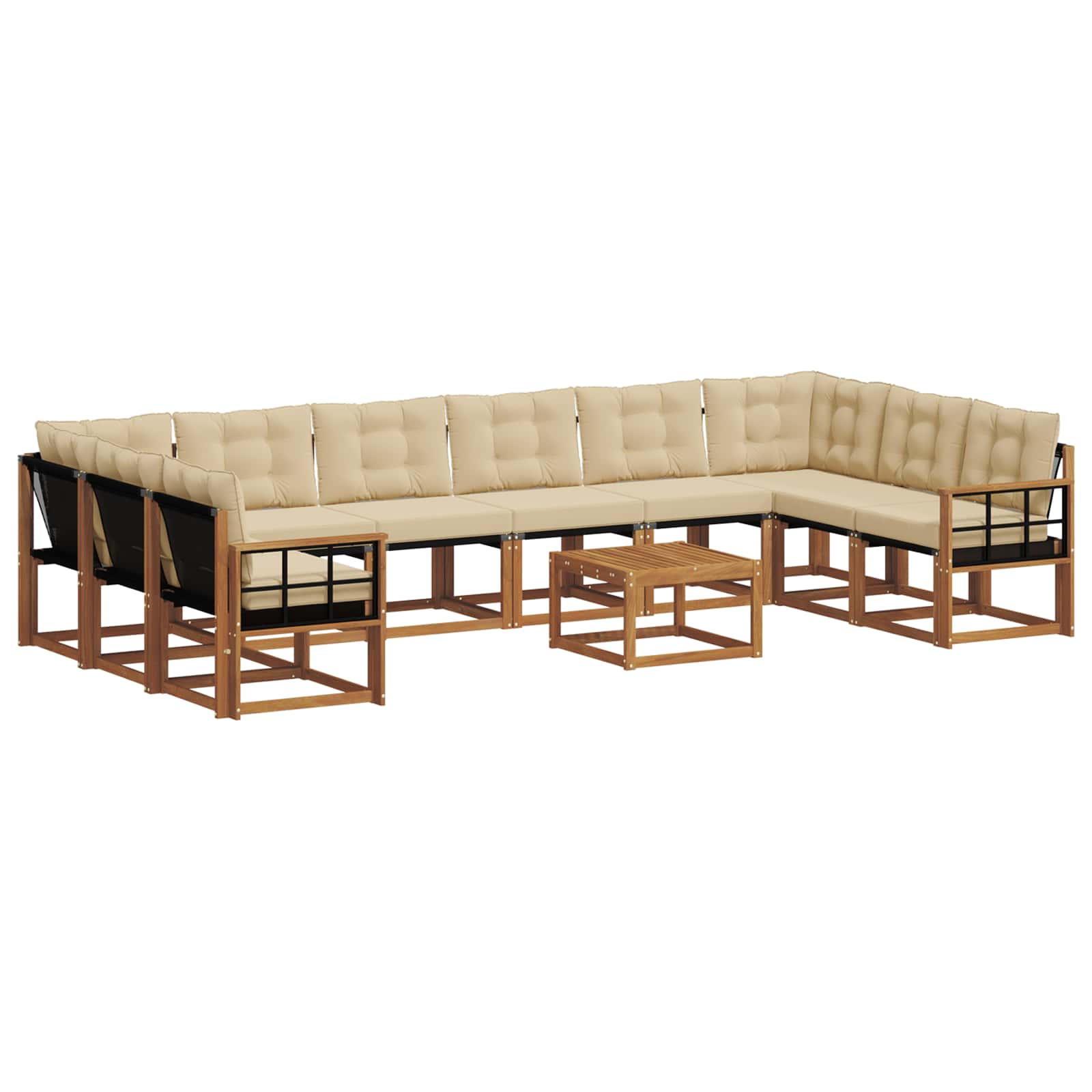 Set vanjskih sofa s jastukom 11 pcs Prirodna i bež