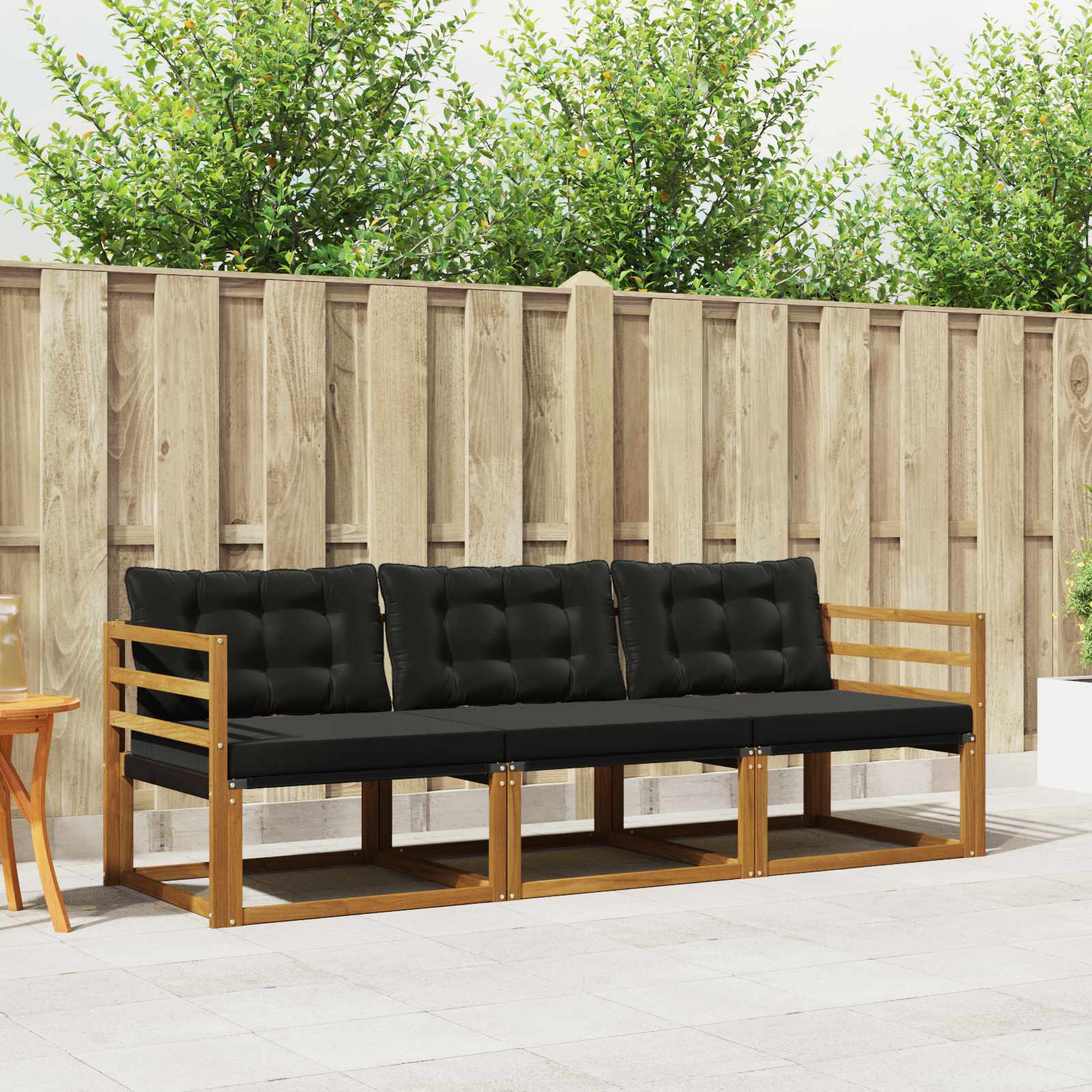 Set vanjskih sofa s jastukom 3 pcs Prirodna i crna