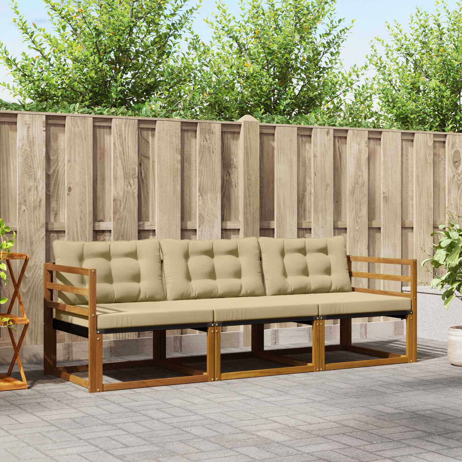 Set vanjskih sofa s jastukom 3 pcs Prirodna i bež