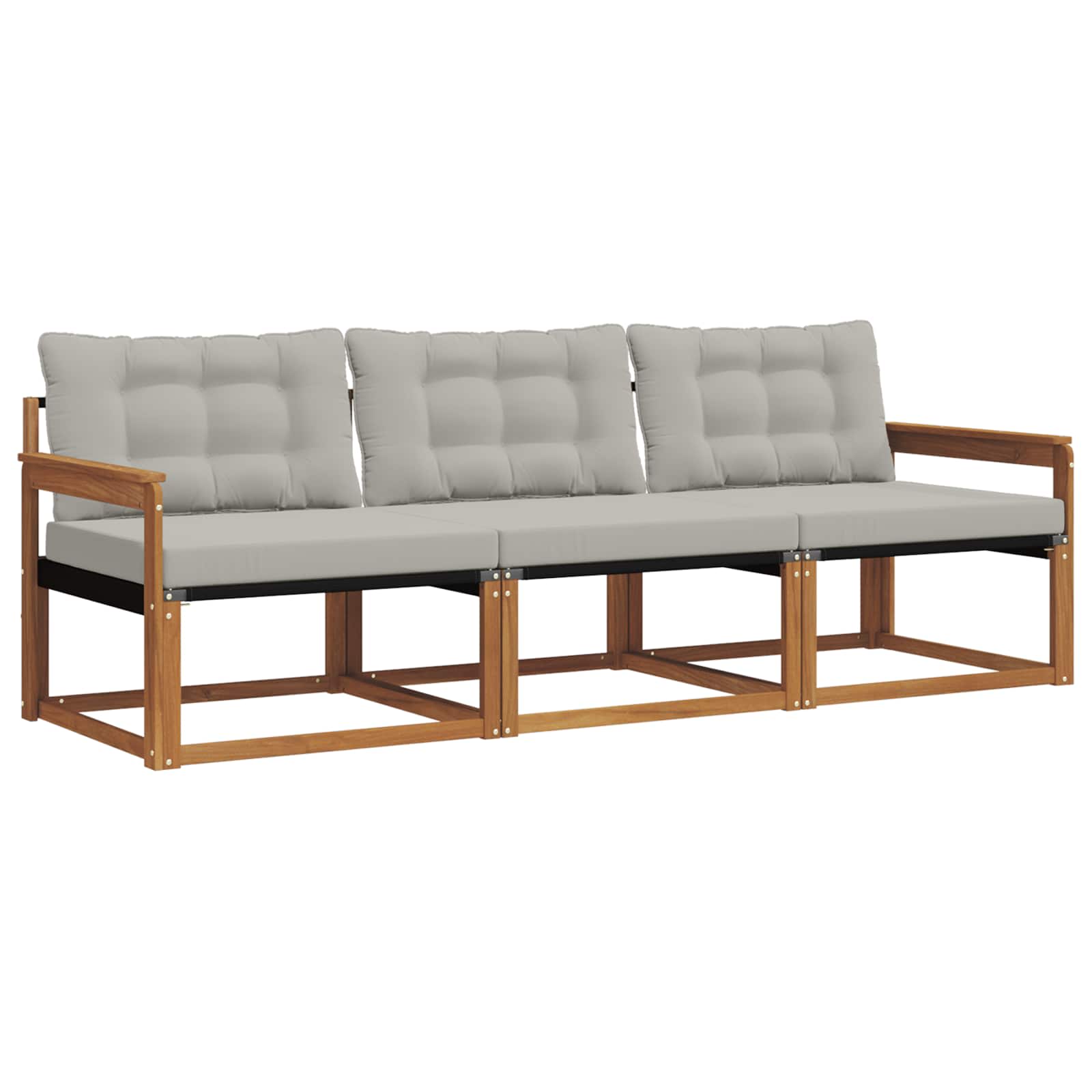 Set vanjskih sofa s jastukom 3 pcs Prirodna i svijetlo siva